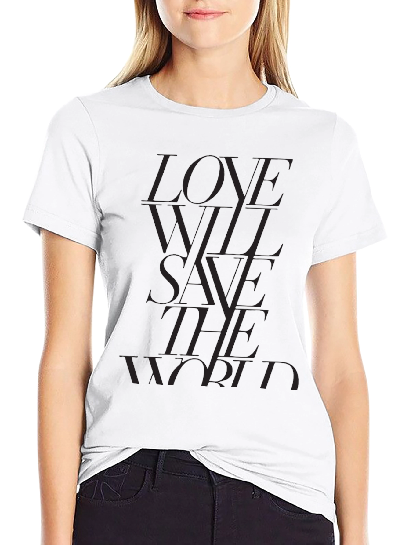 Black Love Will Save T-Shirt - Black Stylish Tee view 9