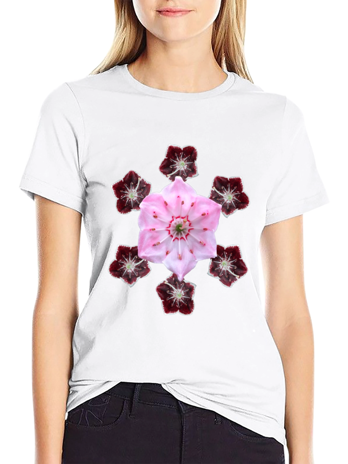 Black Floral Mandala Graphic T-Shirt view 9