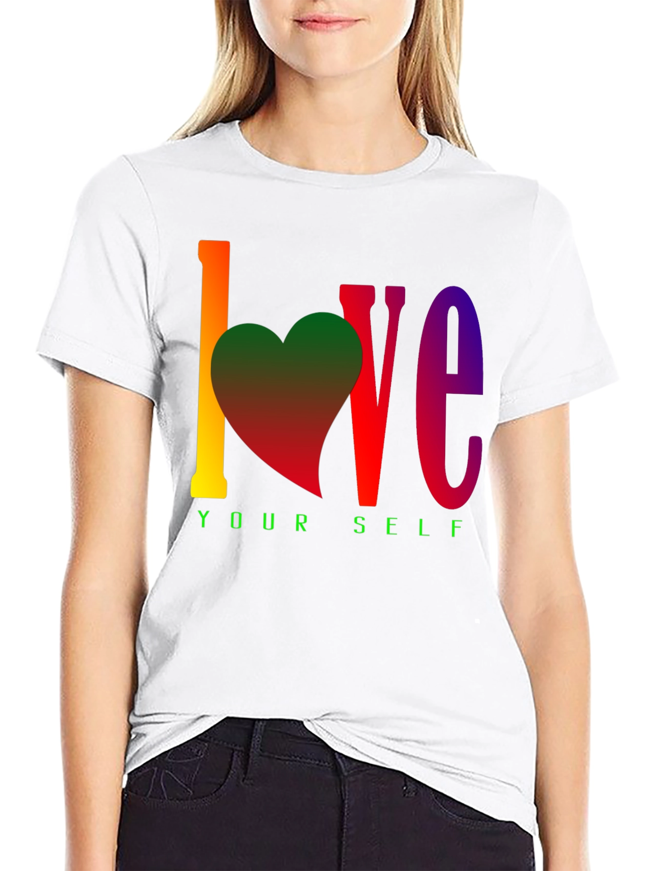 Black Love Yourself Rainbow Graphic Tee view 9