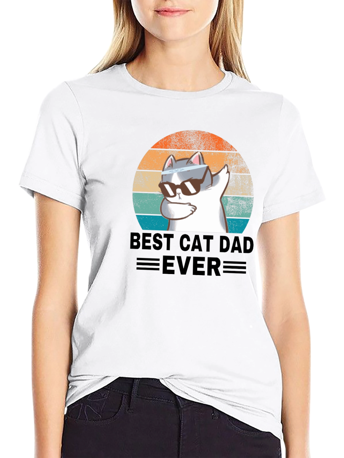 Black Best Cat Dad Ever T-Shirt view 9