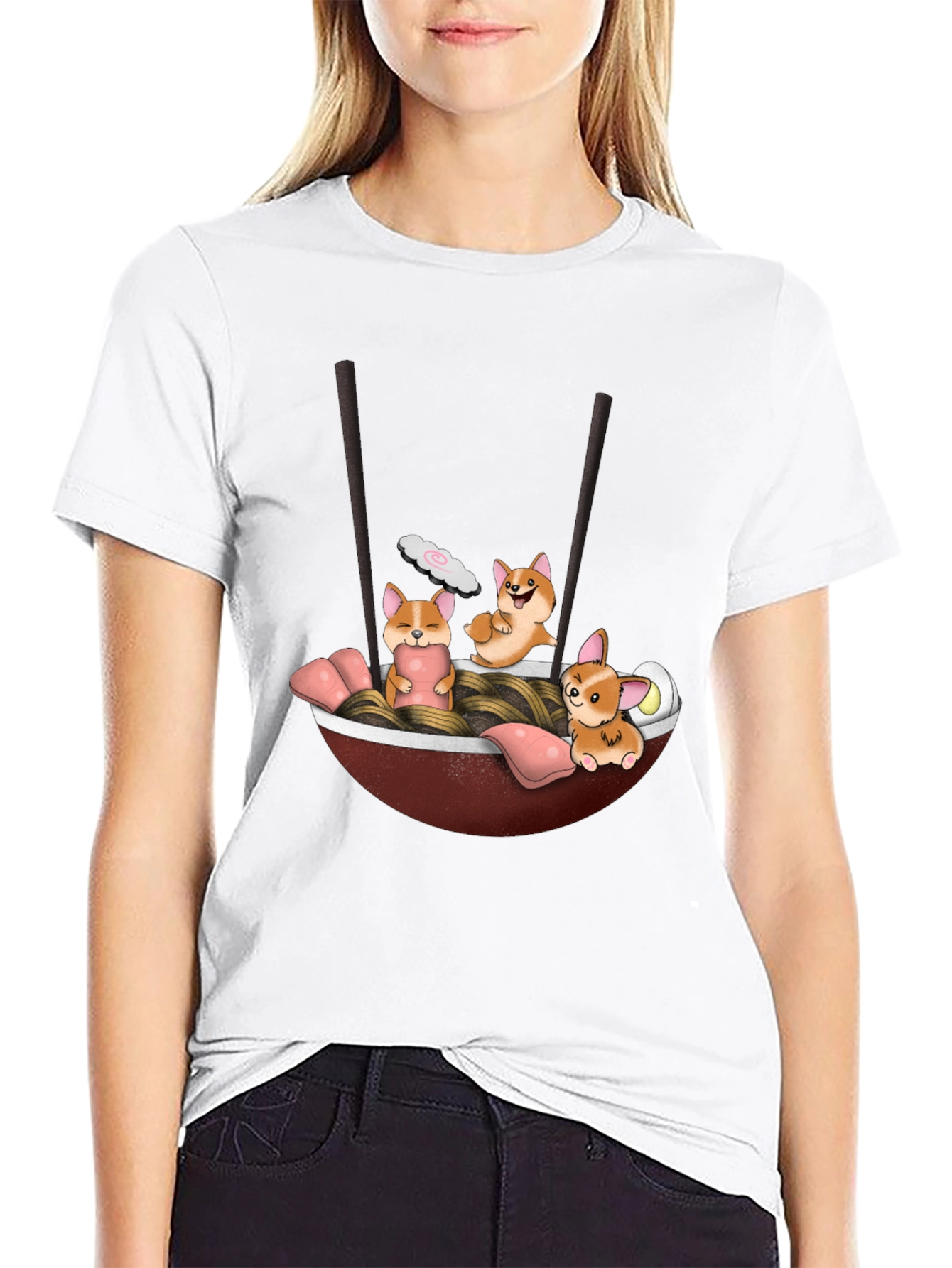 Black Corgi Ramen T-Shirt view 9