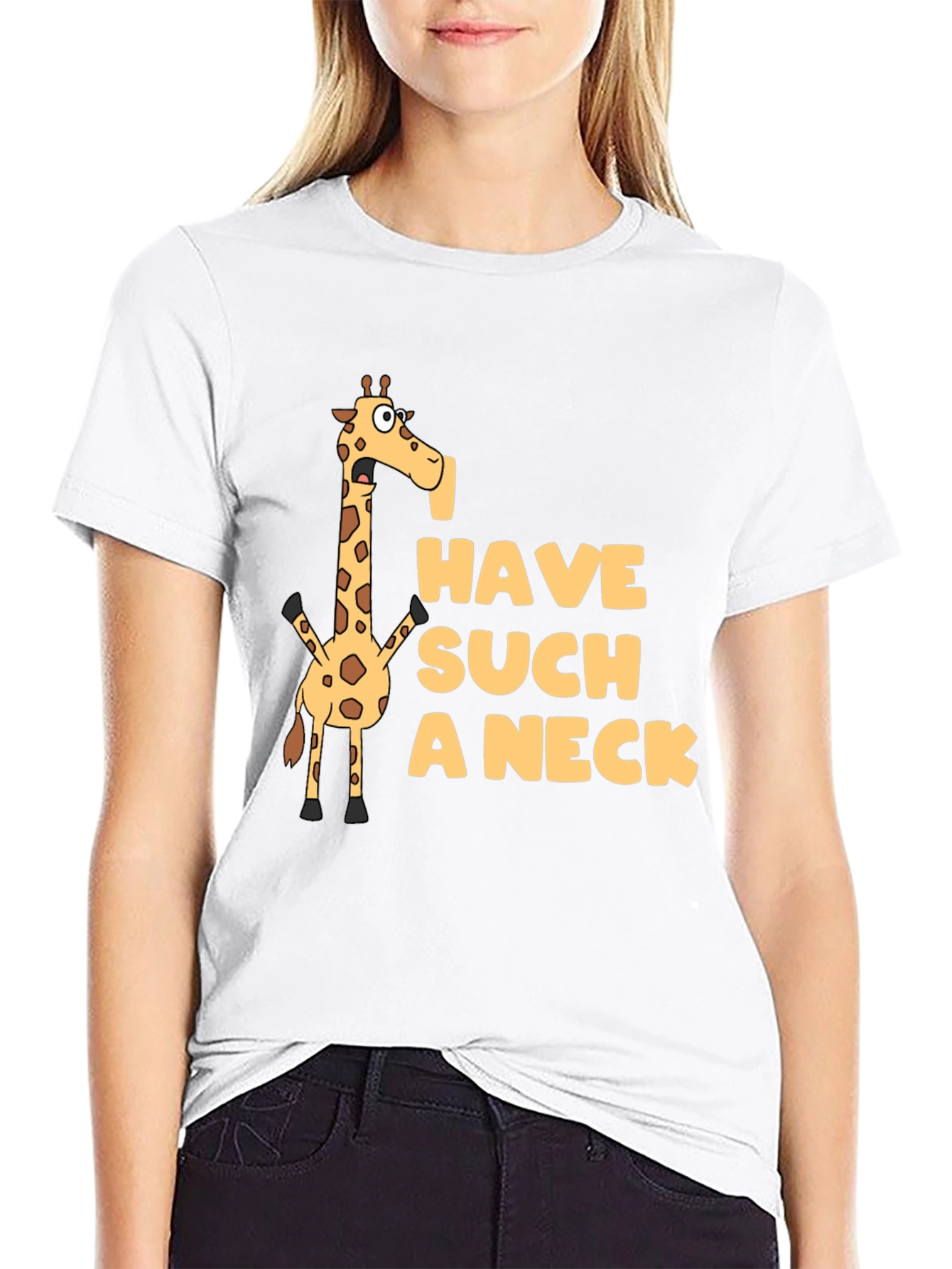 Black Funny Giraffe 'Have Such a Neck' Graphic Tee view 9