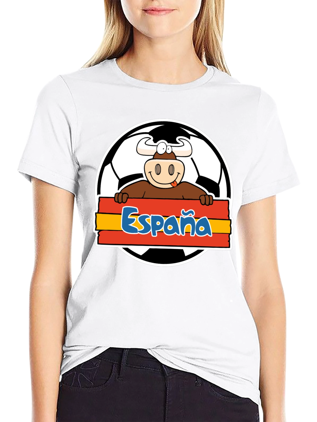 Black Spain Soccer Bull T-Shirt - Viva España Football Tee! view 9