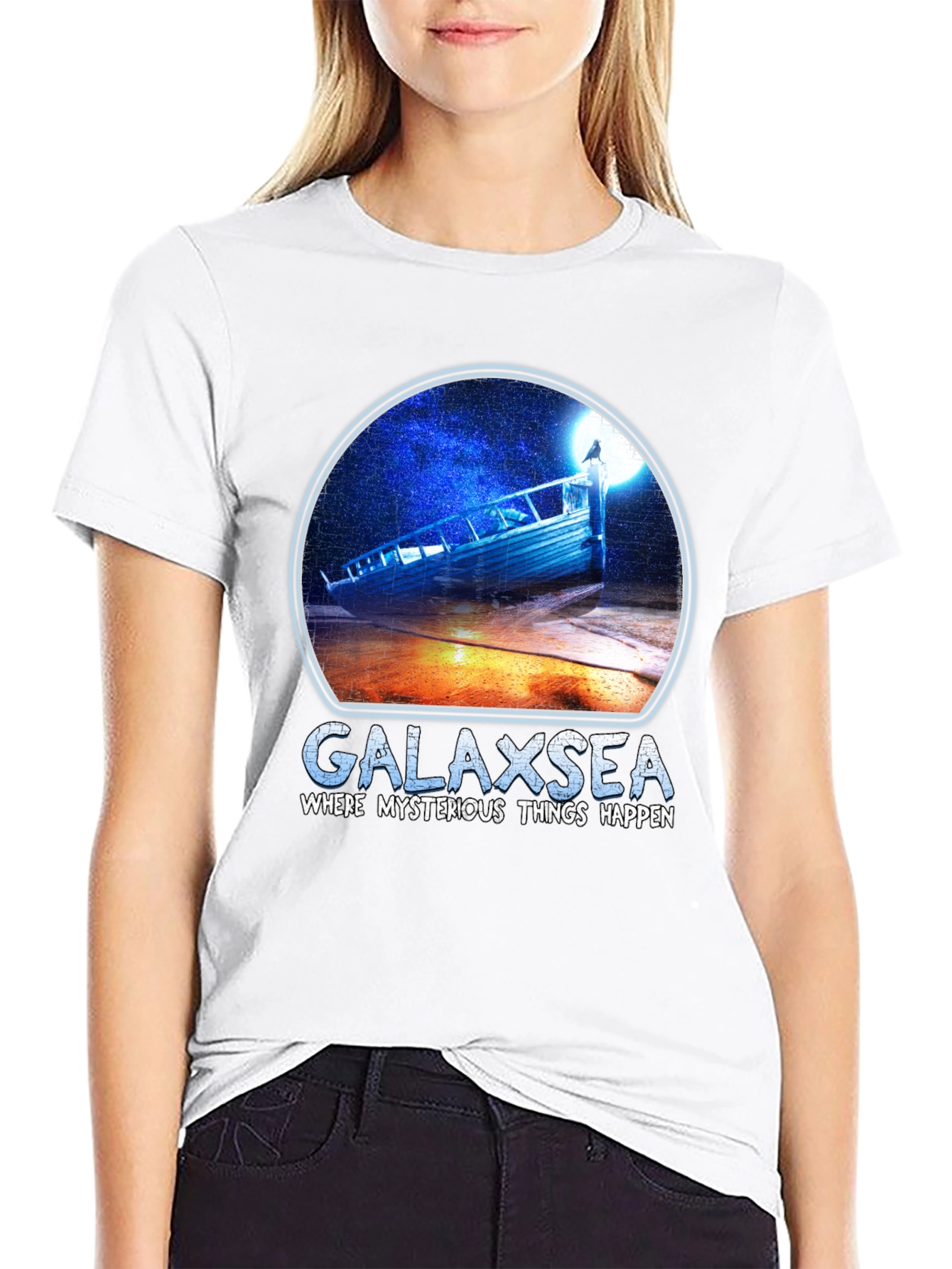 Black Galaxsea Graphic T-Shirt - Mysterious Design view 9