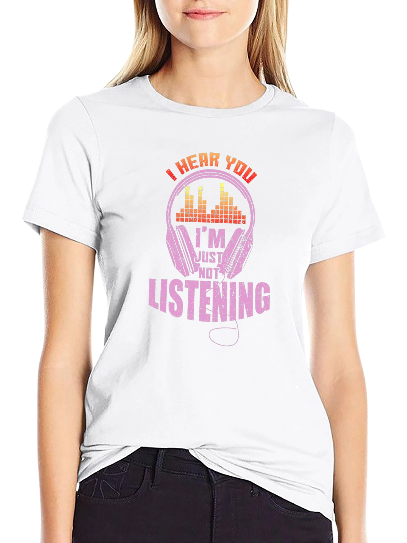 Black I Hear You, I'm Just Not Listening T-Shirt view 9
