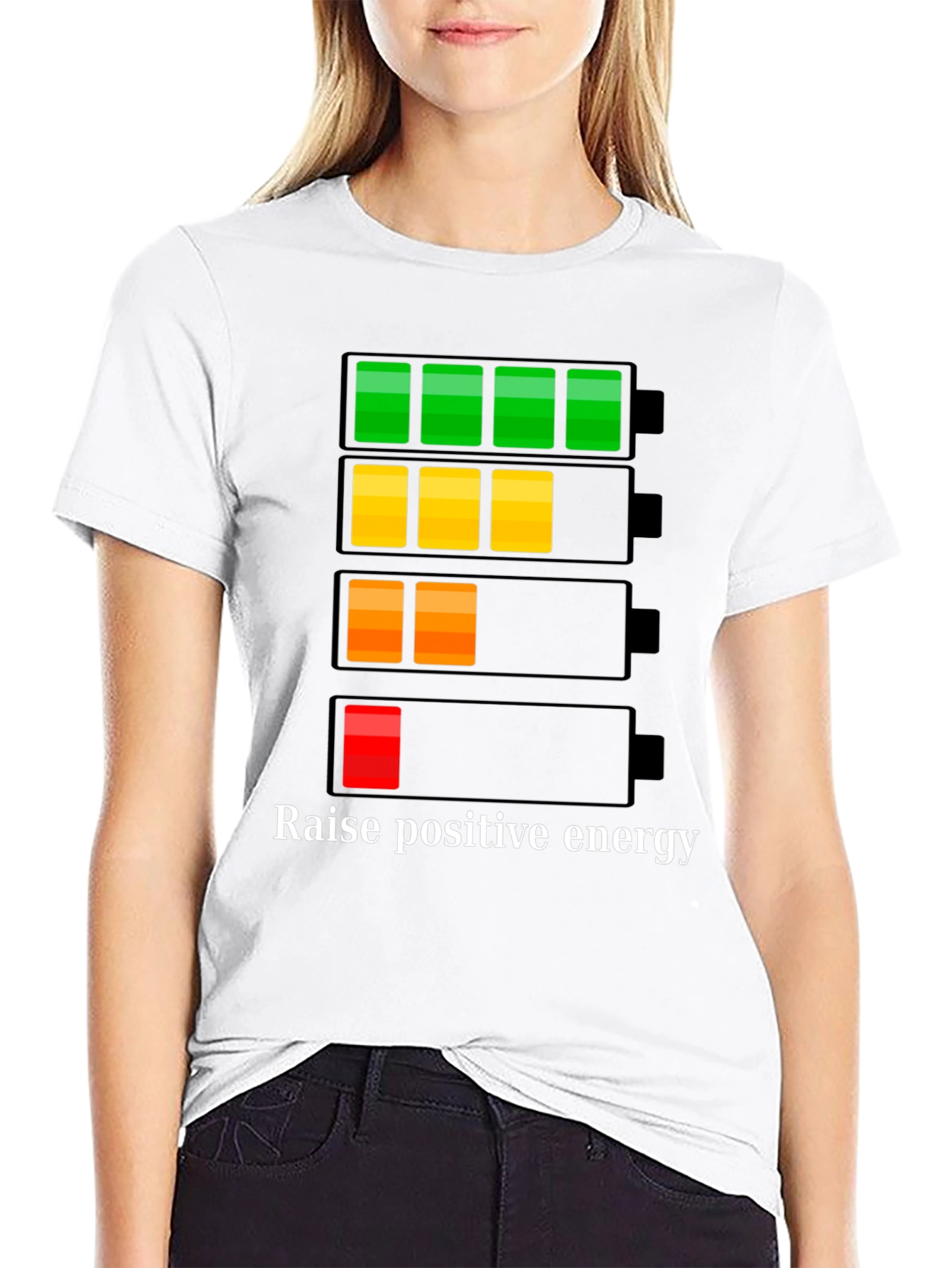 Black Raise Positive Energy T-Shirt - Battery Level Graphic view 9