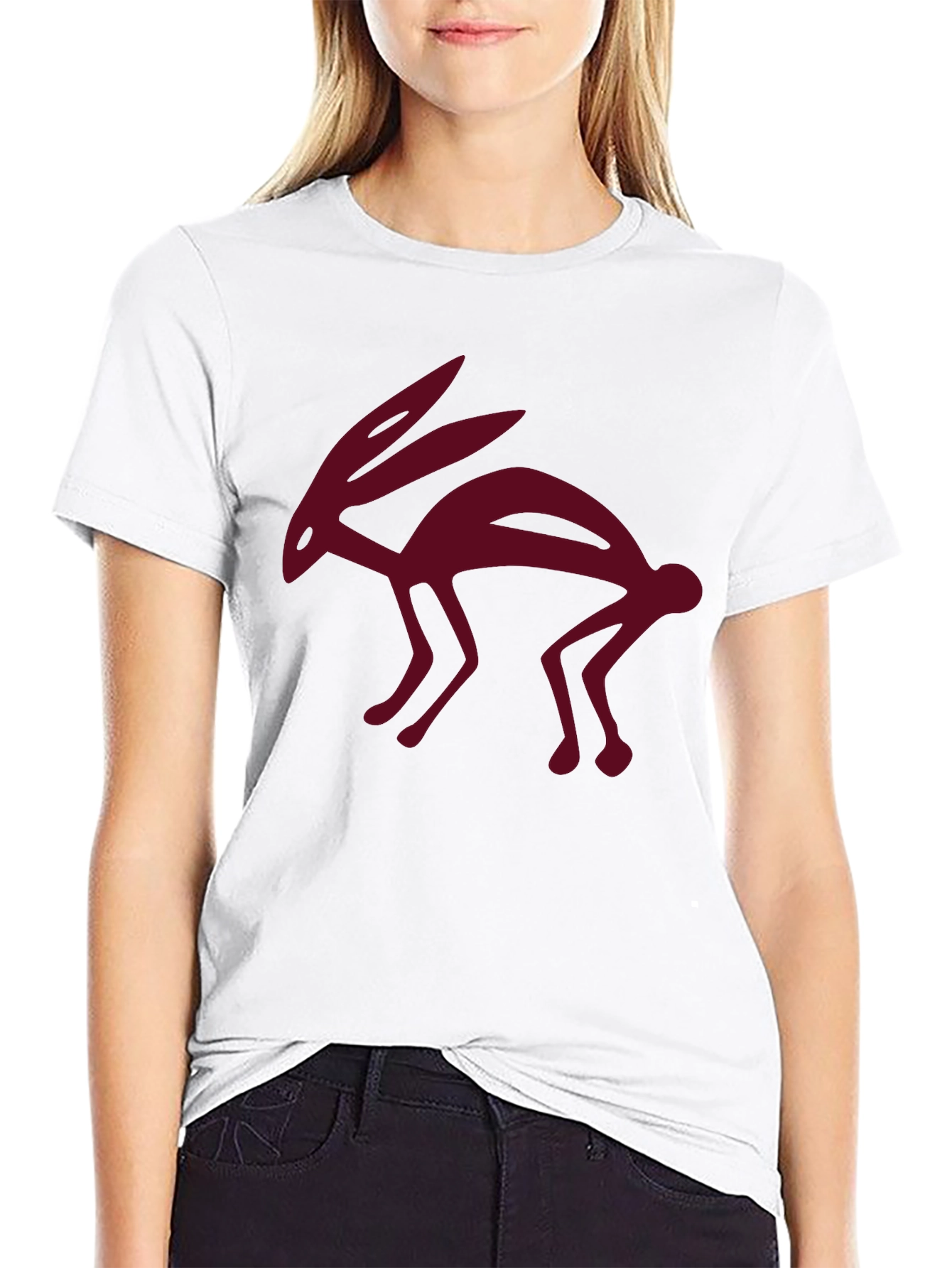 Black Unique Hare Design Black T-Shirt view 9