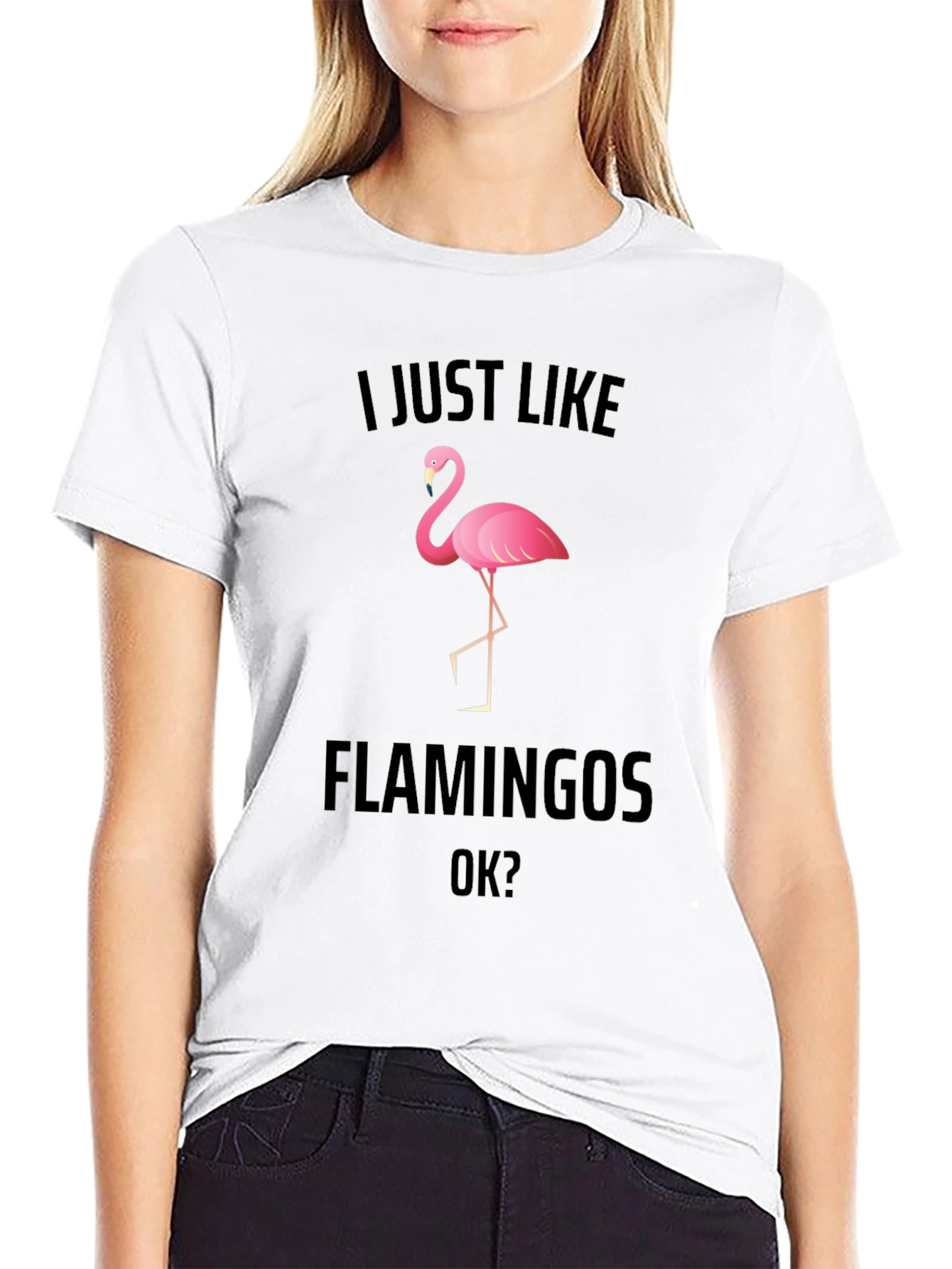 Black I Just Like Flamingos Graphic T-Shirt view 9