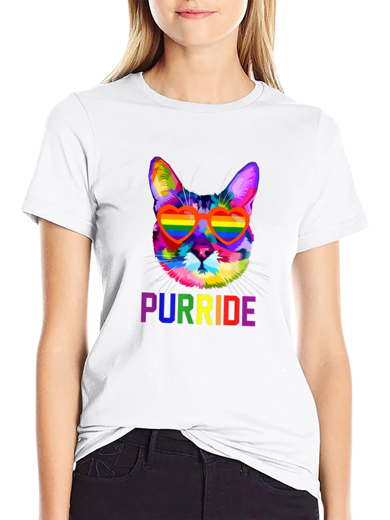 Black Rainbow Purride Cat T-Shirt view 9