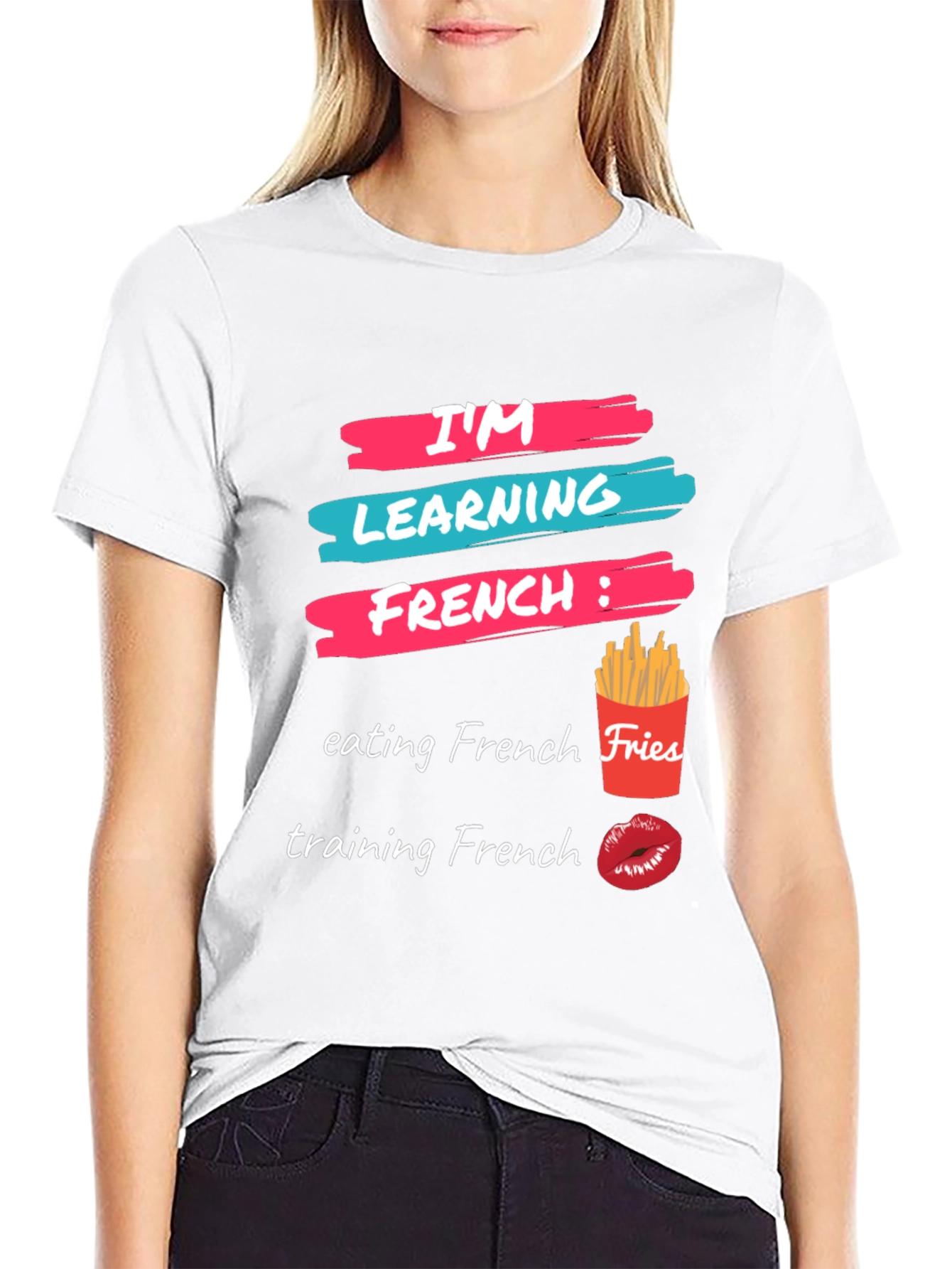 Black I'm Learning French T-Shirt view 9