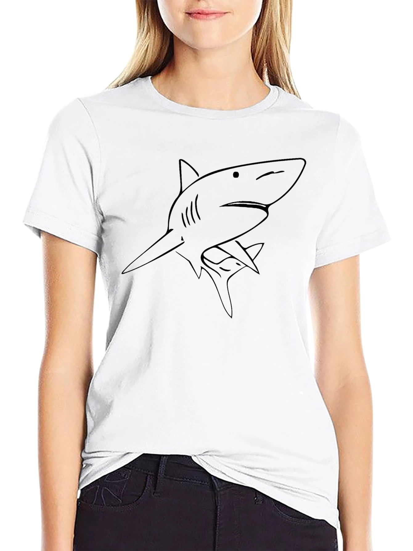 Black Men's Black Shark Graphic T-Shirt view 9
