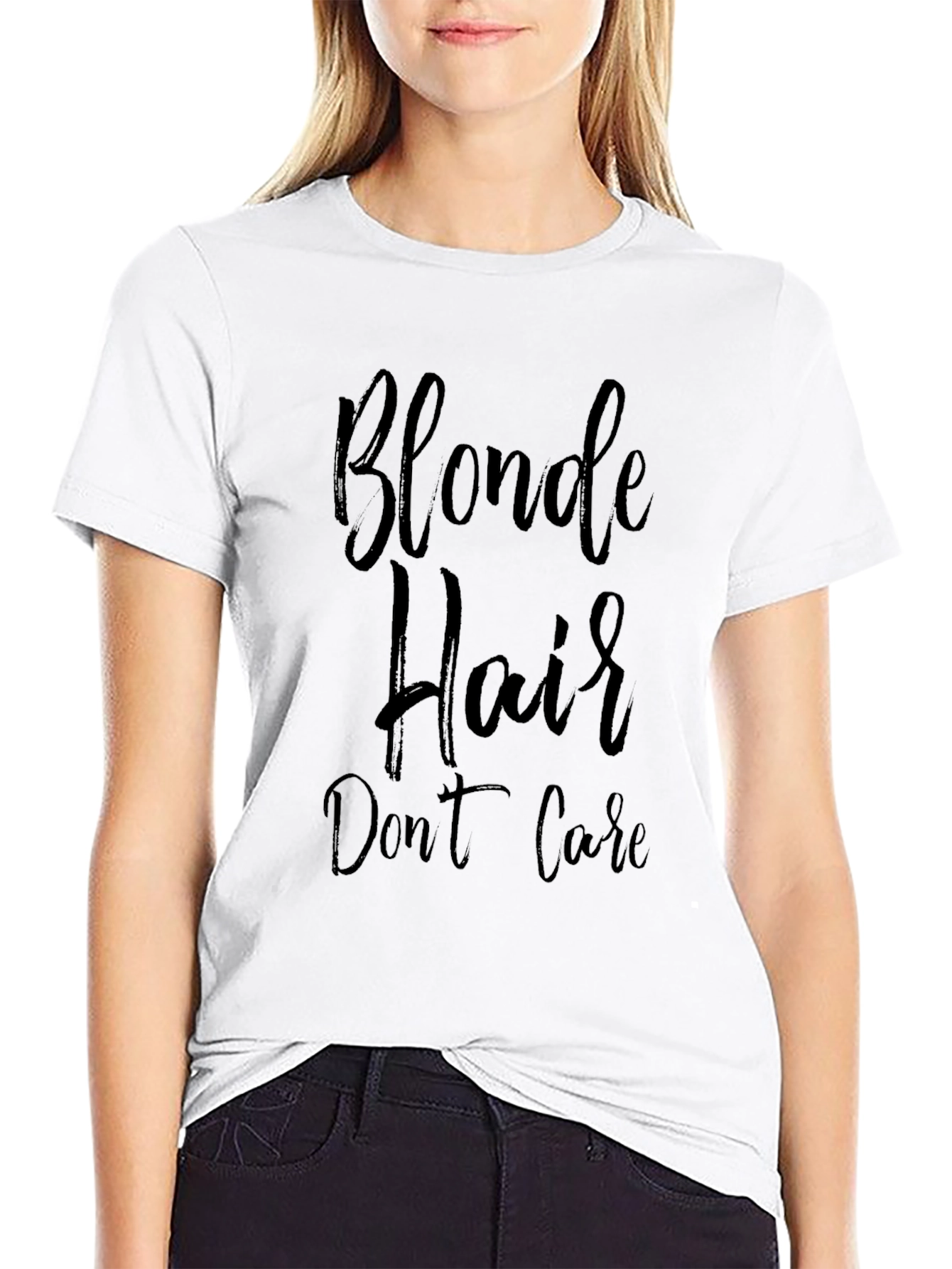 Black Blonde Hair Don't Care Black T-Shirt view 9