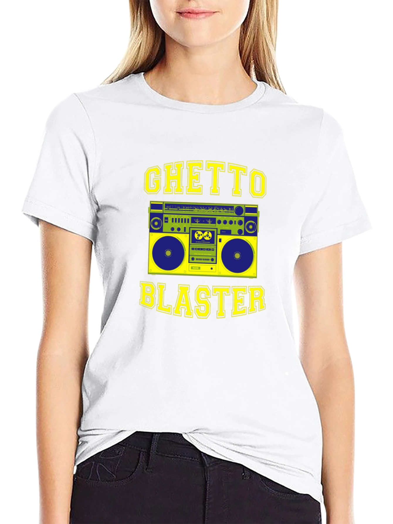 Black Ghetto Blaster Graphic Tee - Retro Boombox Design view 9
