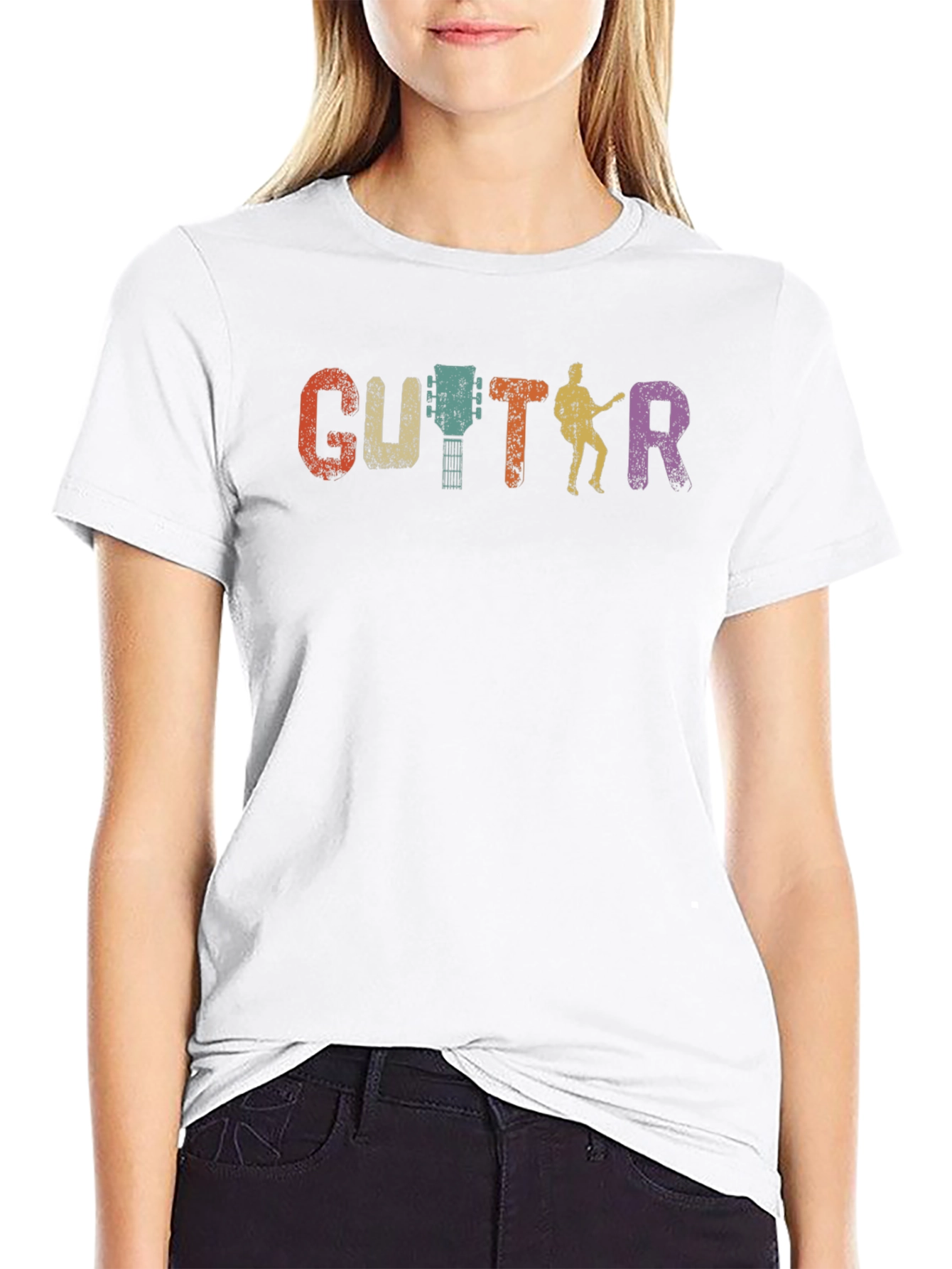 Black Retro Guitar Graphic T-Shirt - Musician Tee view 9
