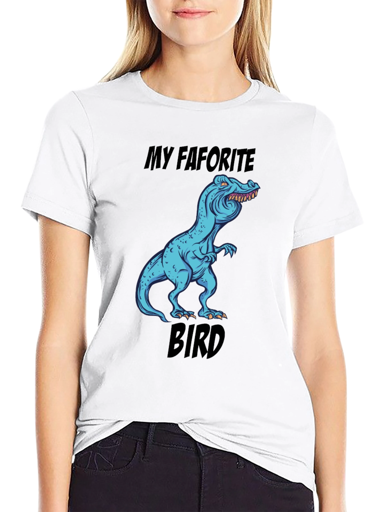 Black Funny Dinosaur T-Shirt: My Favorite Bird view 9