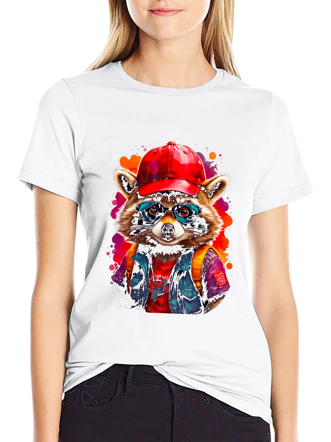 Black Cool Raccoon T-Shirt view 9
