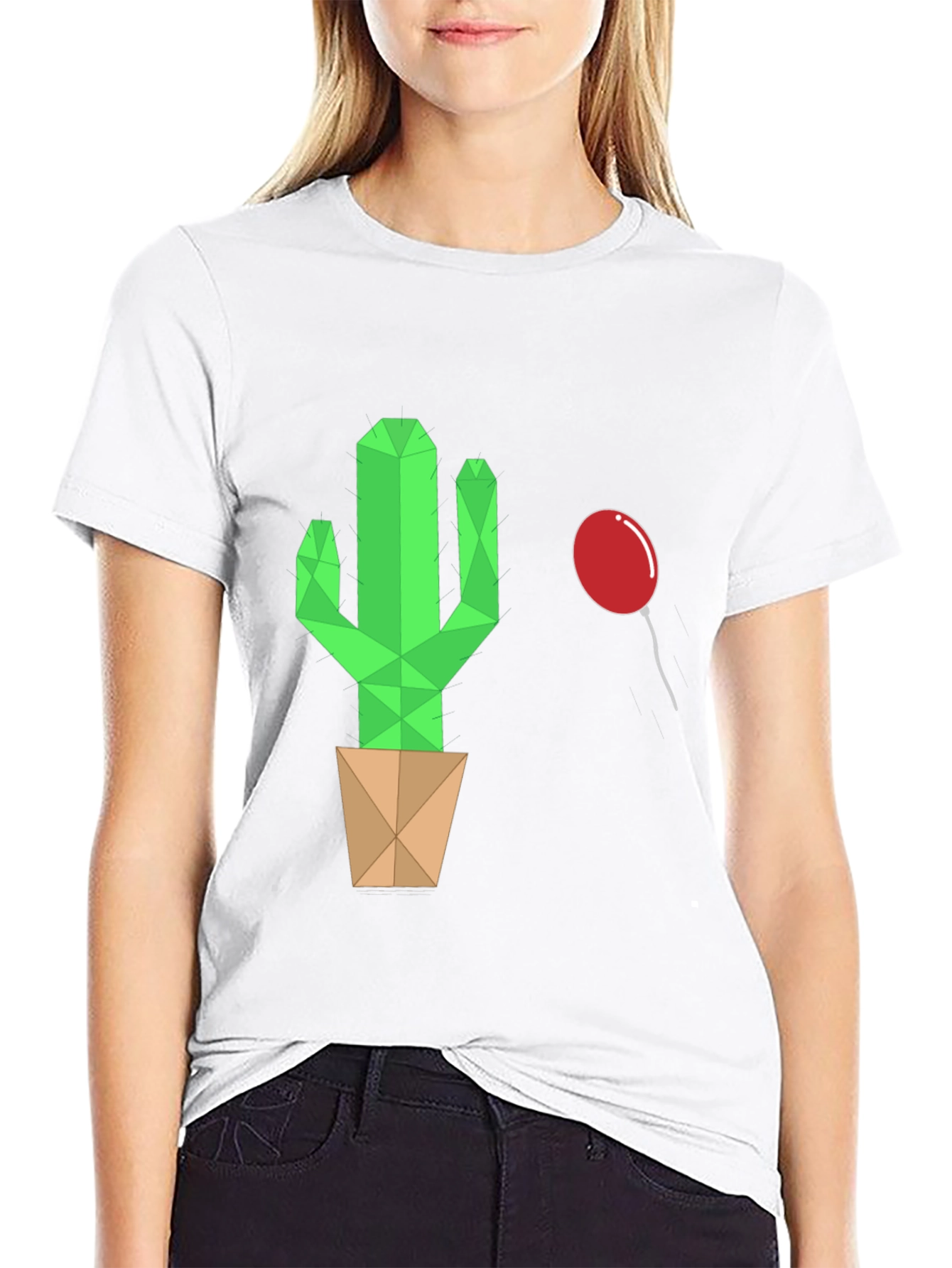 Black Geometric Cactus & Balloon Graphic Tee view 9