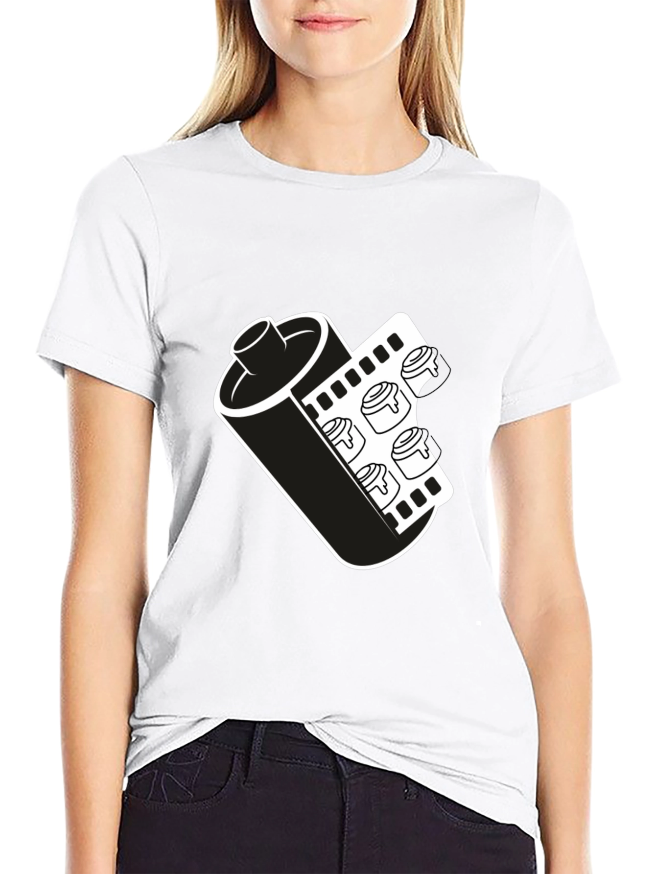 Black Retro Film Roll T-Shirt - Classic Photography Tee view 9