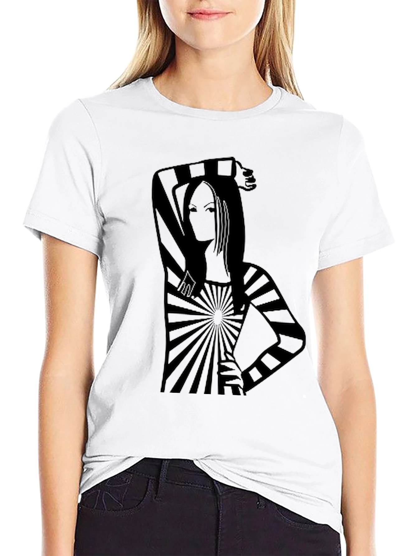 Black Stripped Design T-Shirt view 9