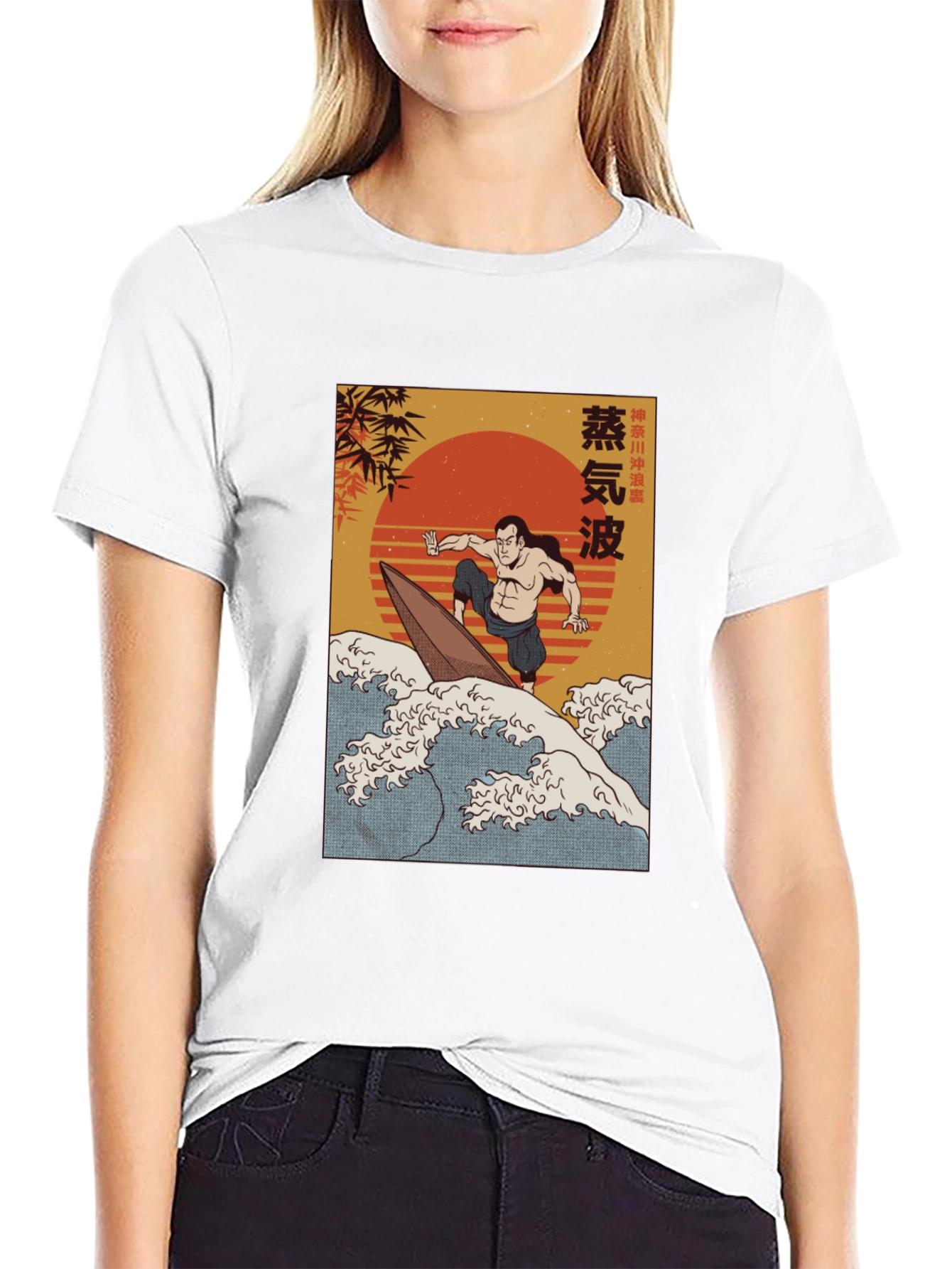 Black Surfer Graphic Tee - Retro Japanese Style view 9