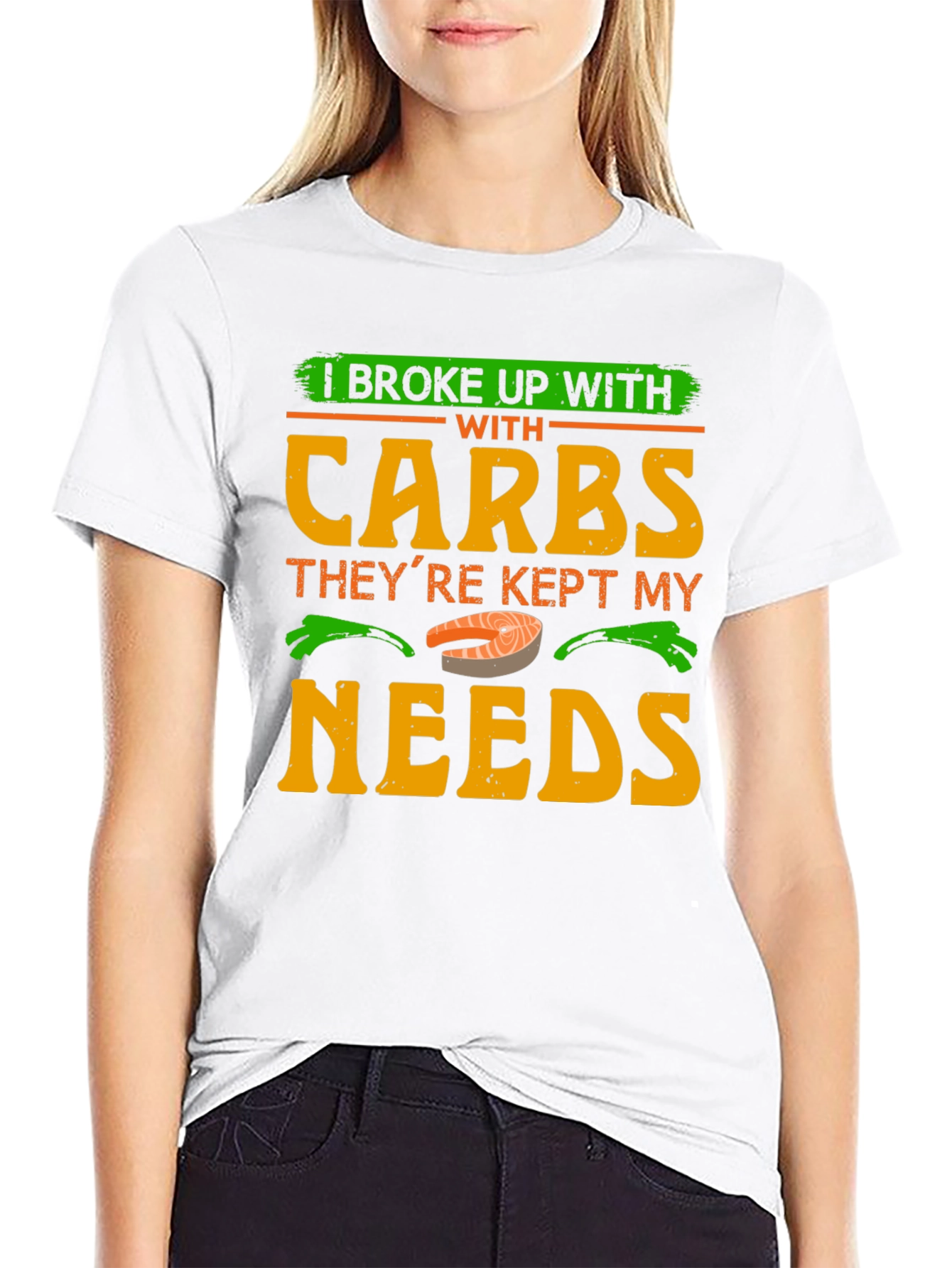 Black I Broke Up With Carbs T-Shirt Funny Keto Diet Tee view 9