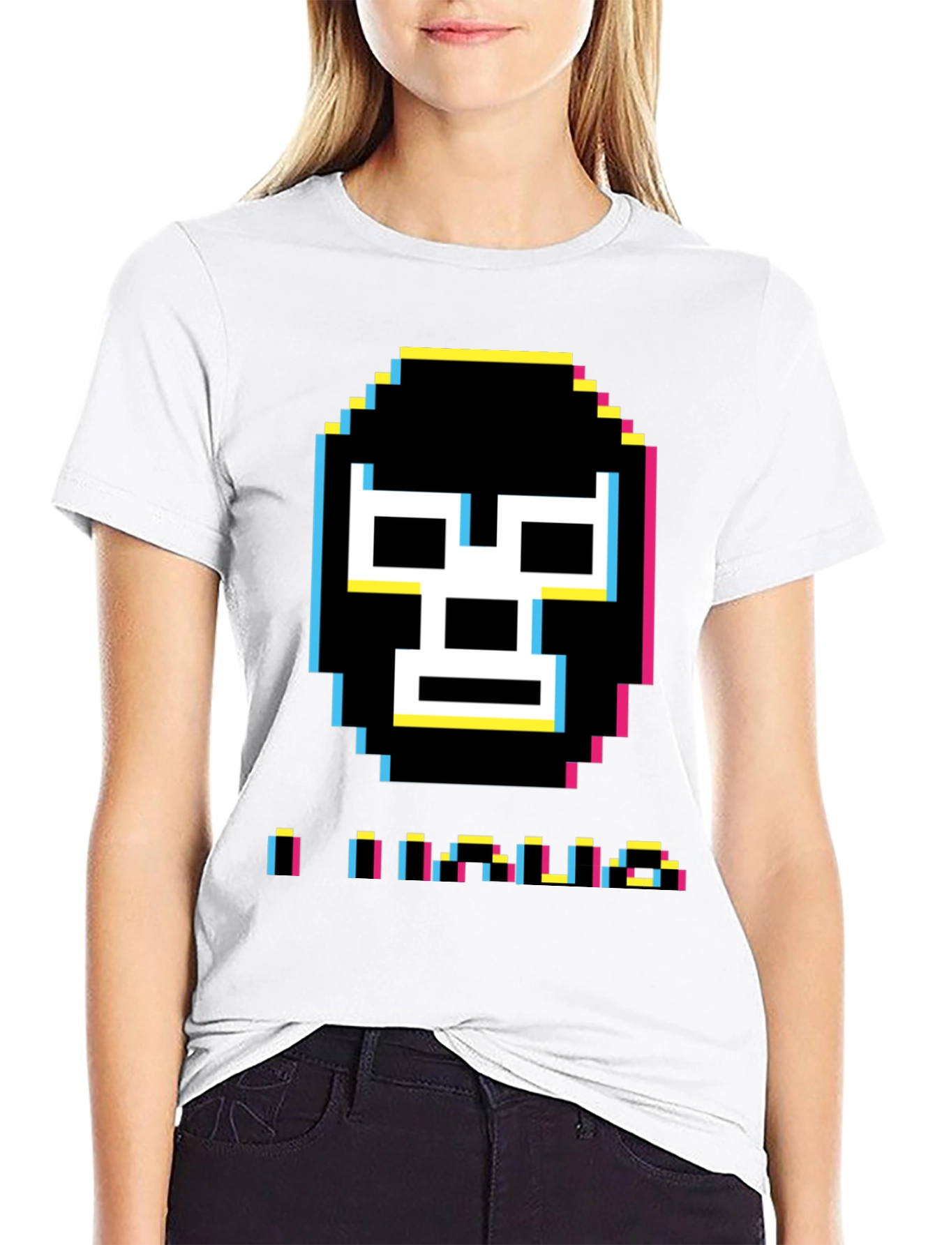Black Pixel Luchador Mask T-Shirt view 9