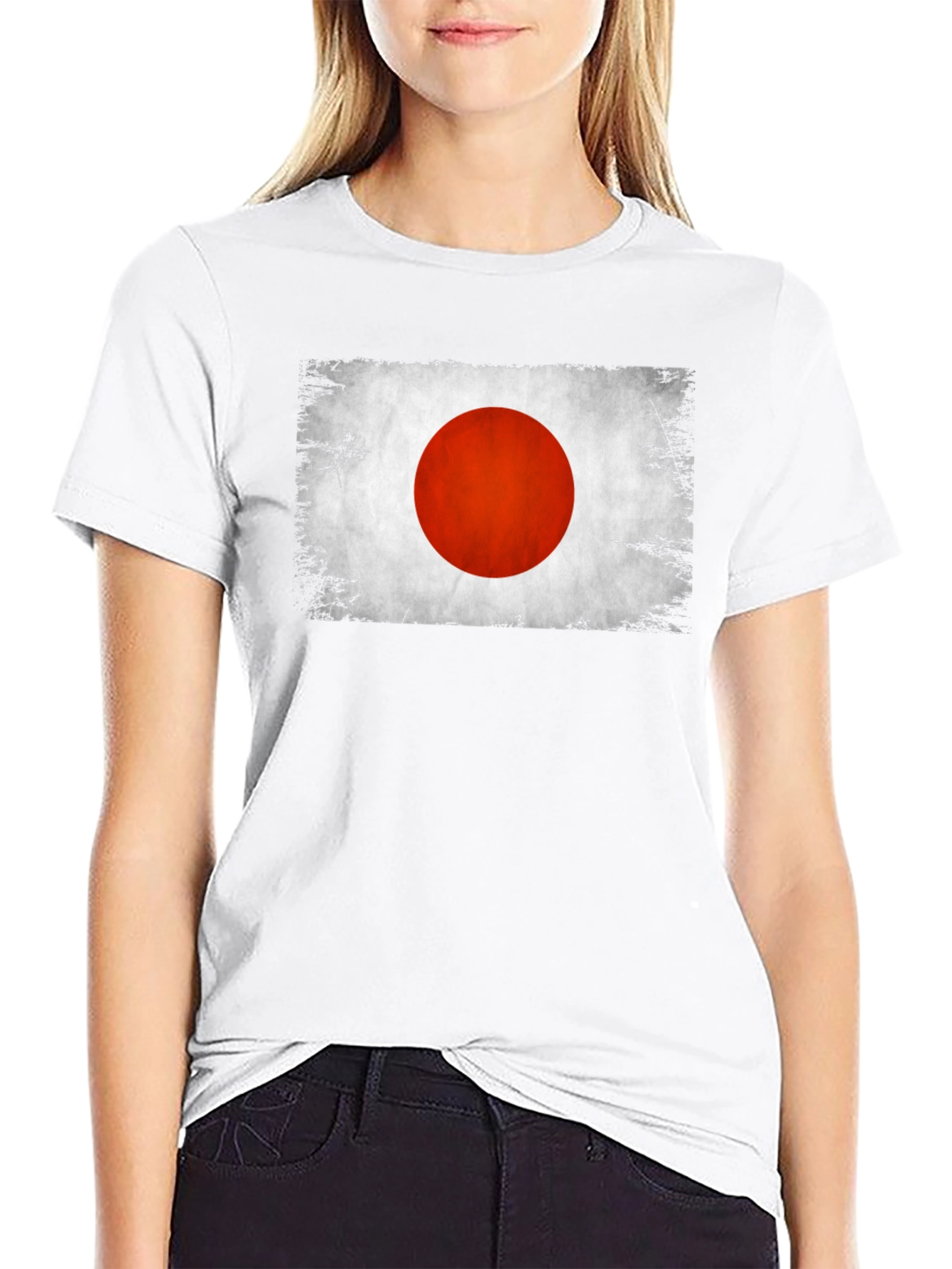 Black Japan Flag Graphic T-Shirt Distressed Look view 9