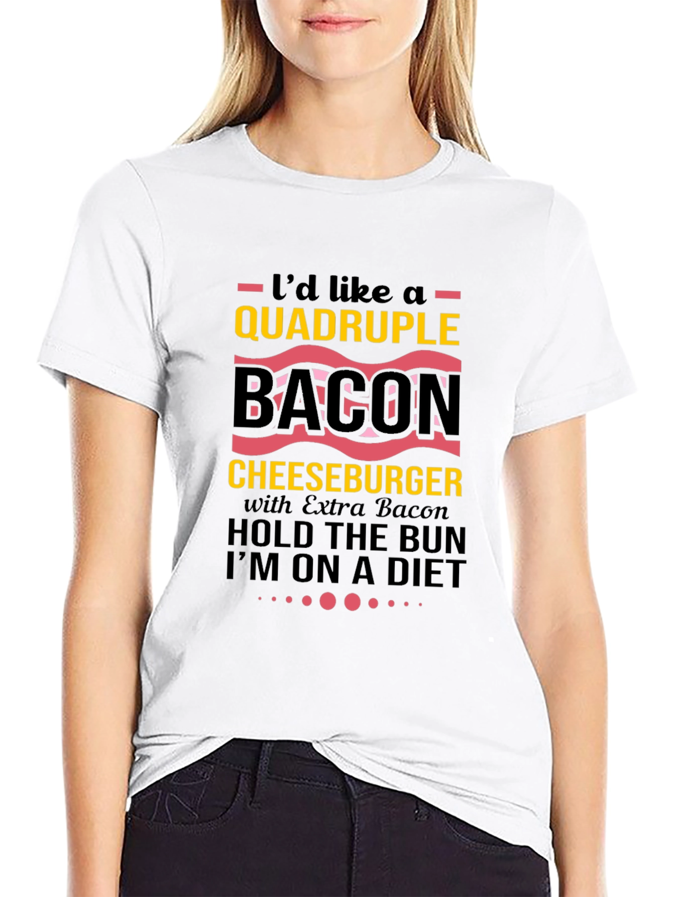 Black Quadruple Bacon Cheeseburger T-Shirt view 9