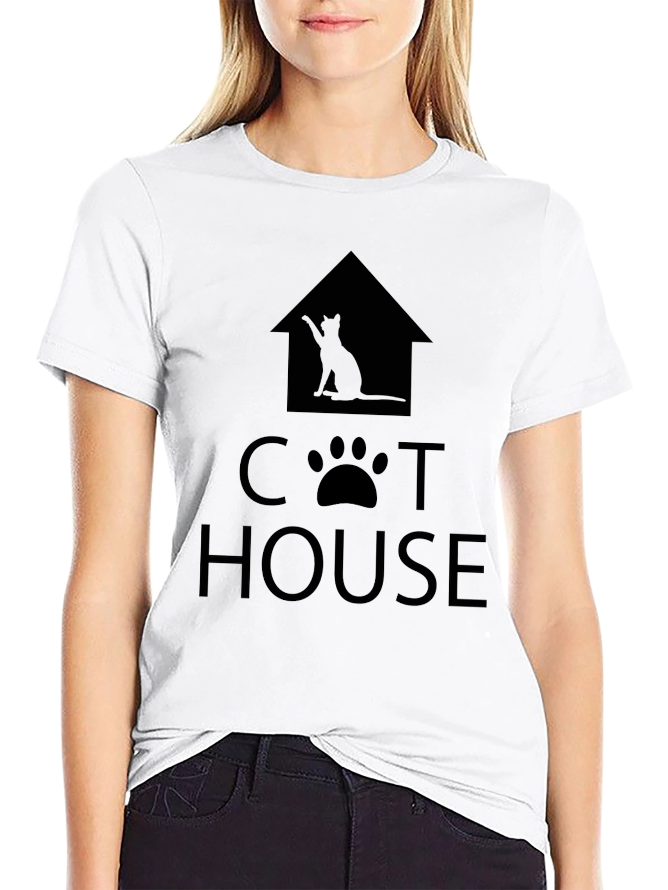 Black Cat House Graphic Print Tee - Unisex view 9