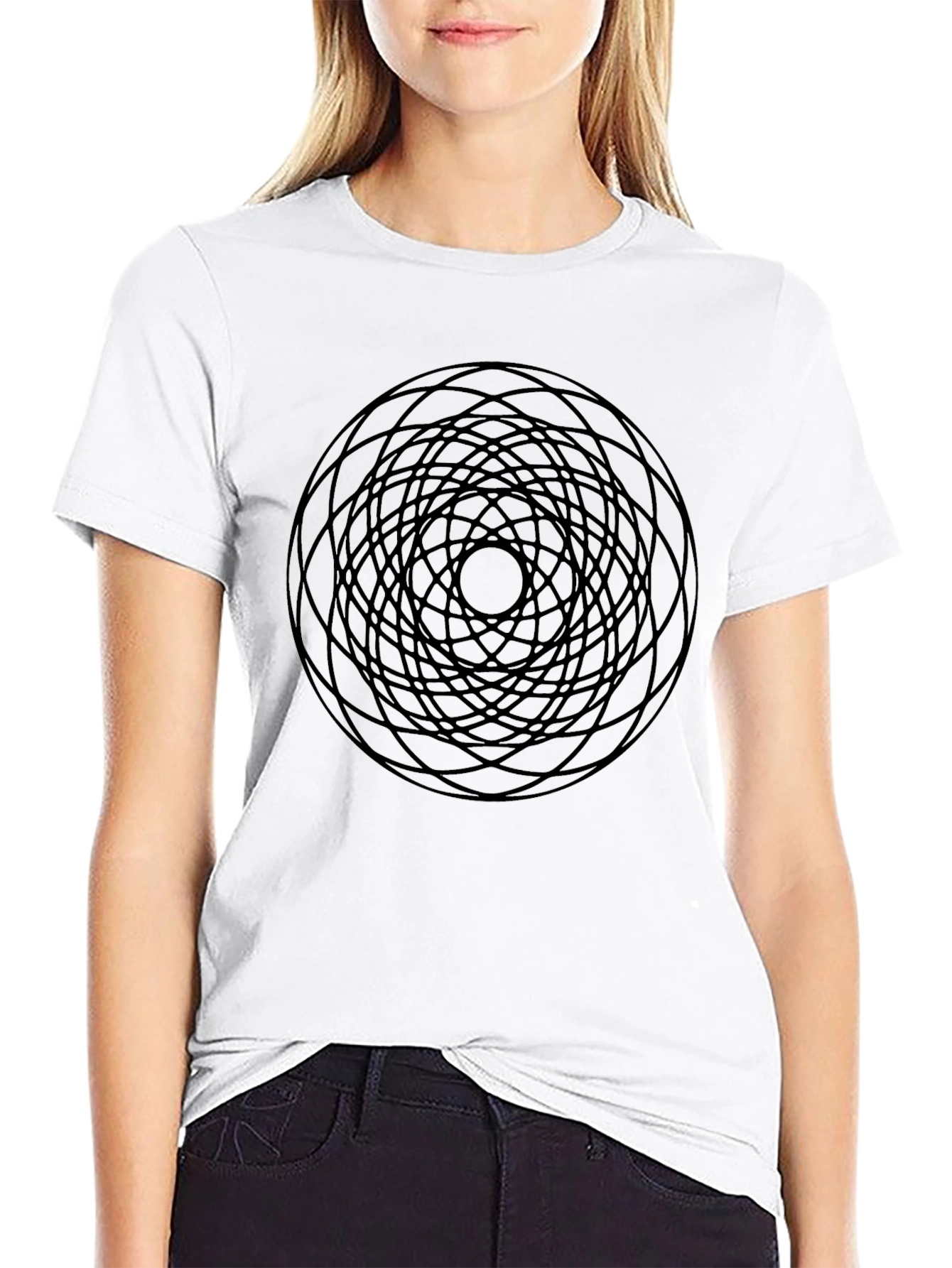 Geometric Circle Graphic Black T-Shirt - 9