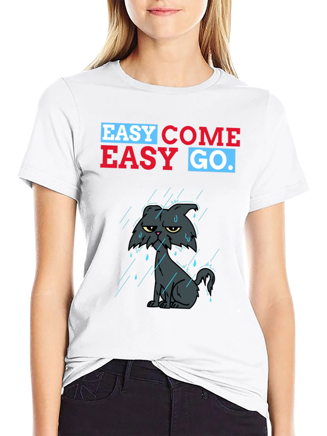 Black Easy Come Easy Go Grumpy Cat T-Shirt view 9