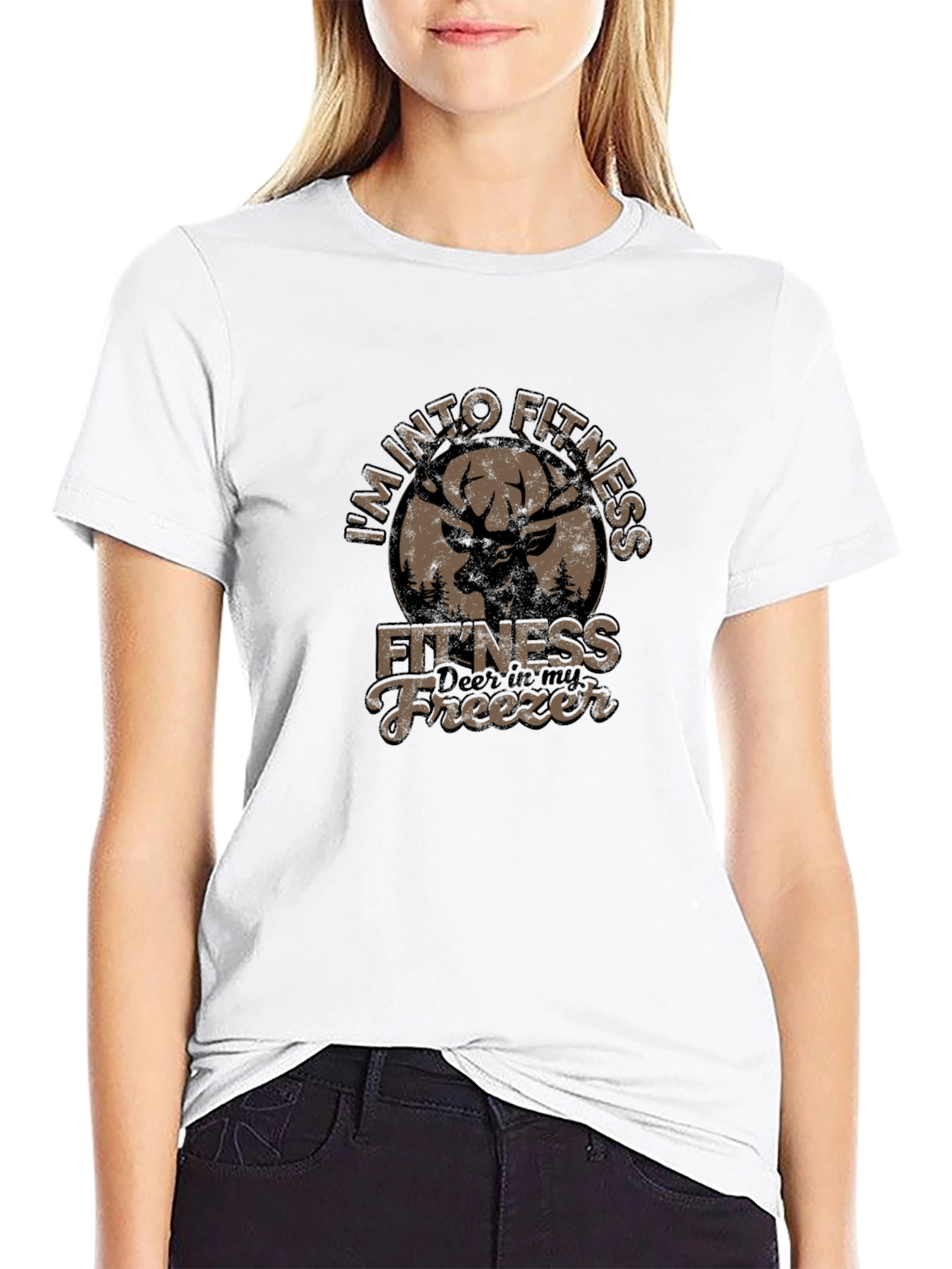Black I'm Into Fitness Deer Hunting Funny T-Shirt view 9