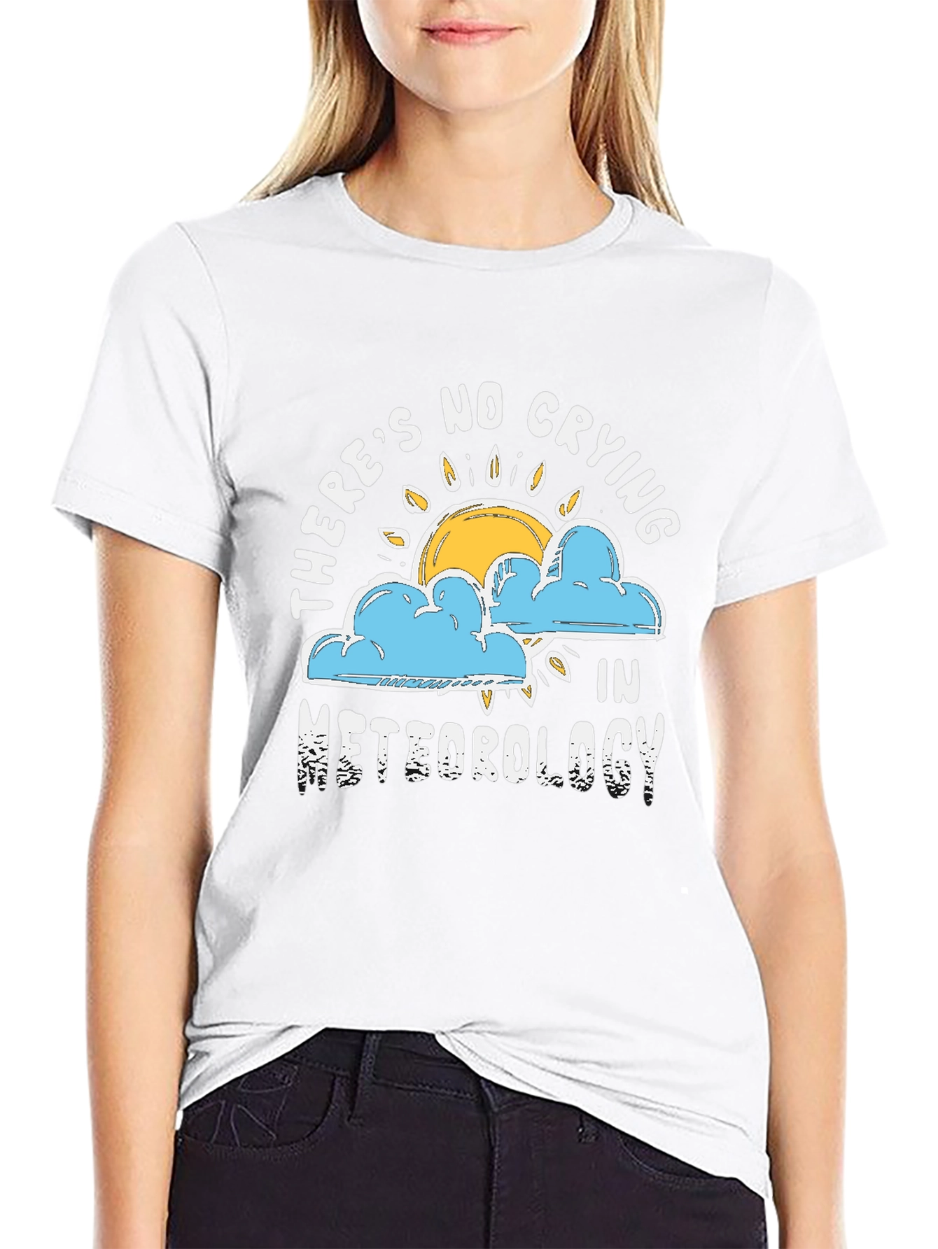 Black Funny Meteorology T-Shirt - No Crying in Meteorology view 9