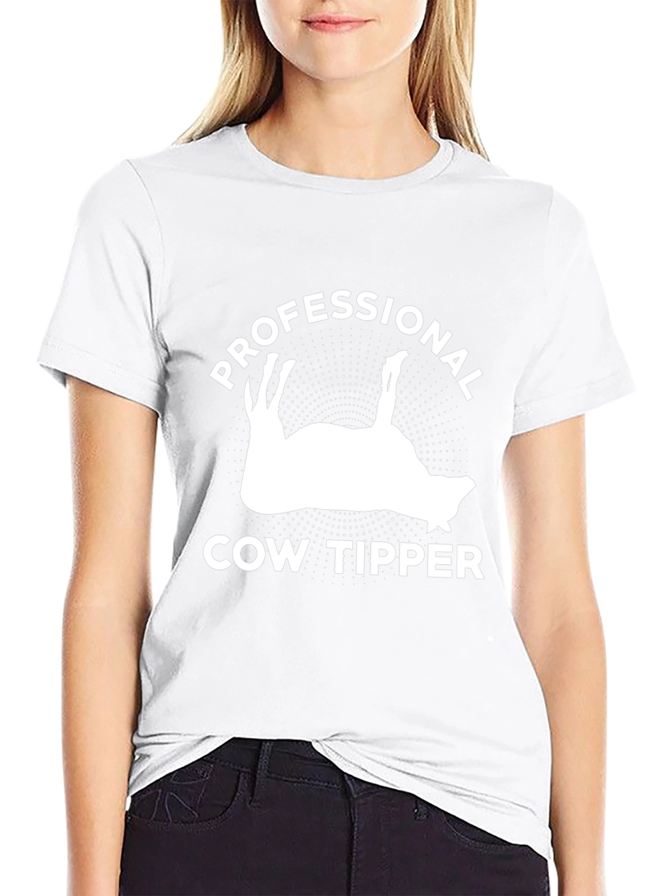 Professional Cow Tipper Black Graphic T-Shirt - 9