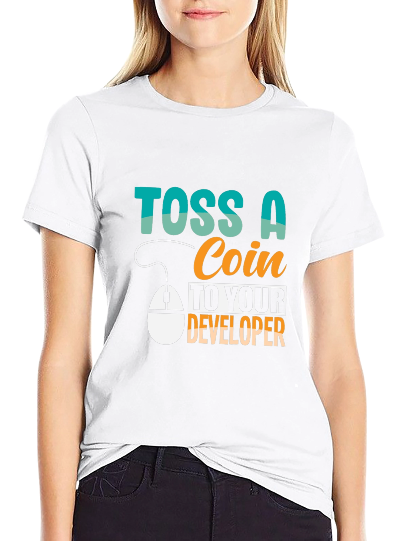 Black Toss a Coin to Your Developer T-Shirt view 9