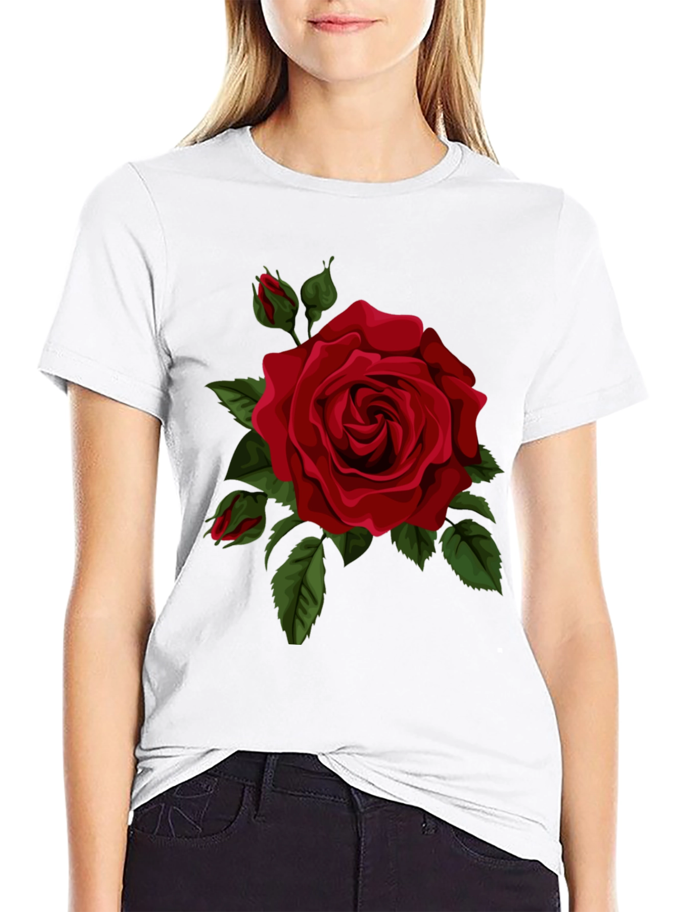 Black Red Rose Graphic Tee view 9