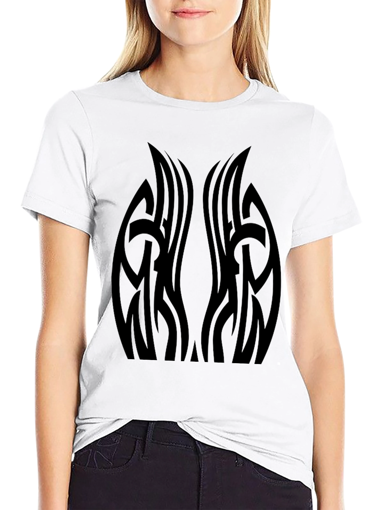 Black Tribal Tattoo Graphic Black T-Shirt view 9