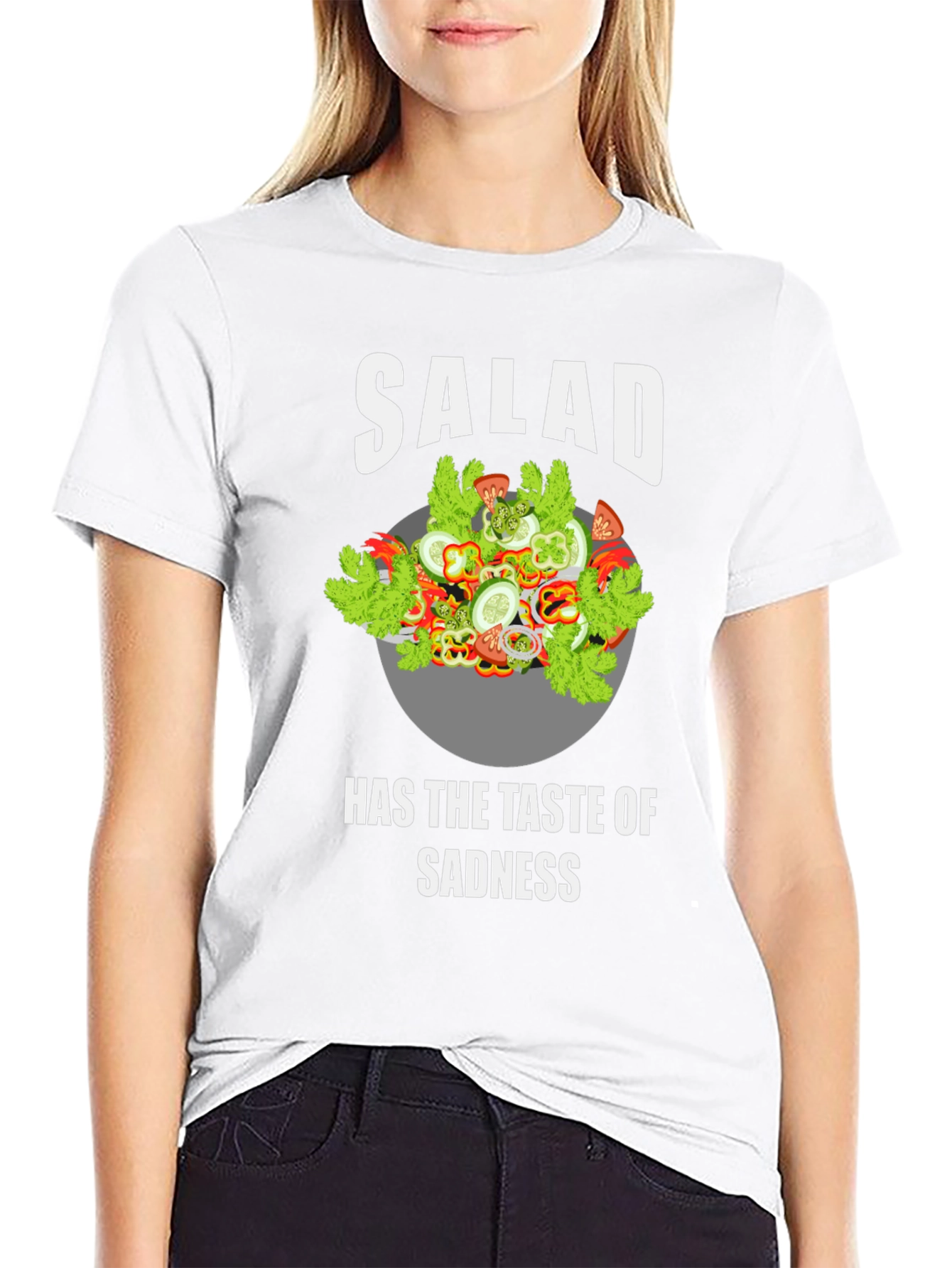 Black Salad Taste of Sadness Graphic T-Shirt - Funny Tee view 9