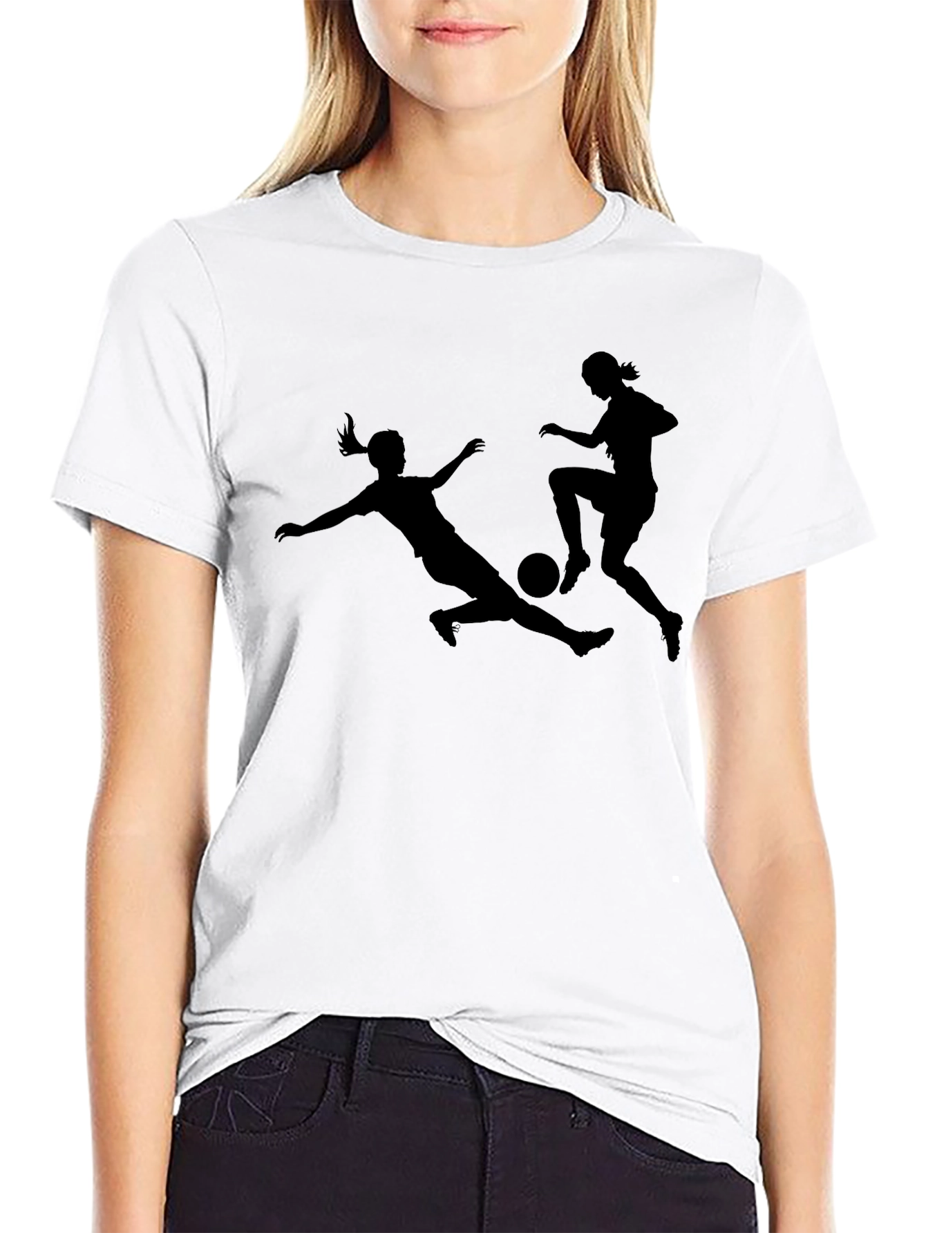 Black Women's Soccer Black Graphic Tee view 9