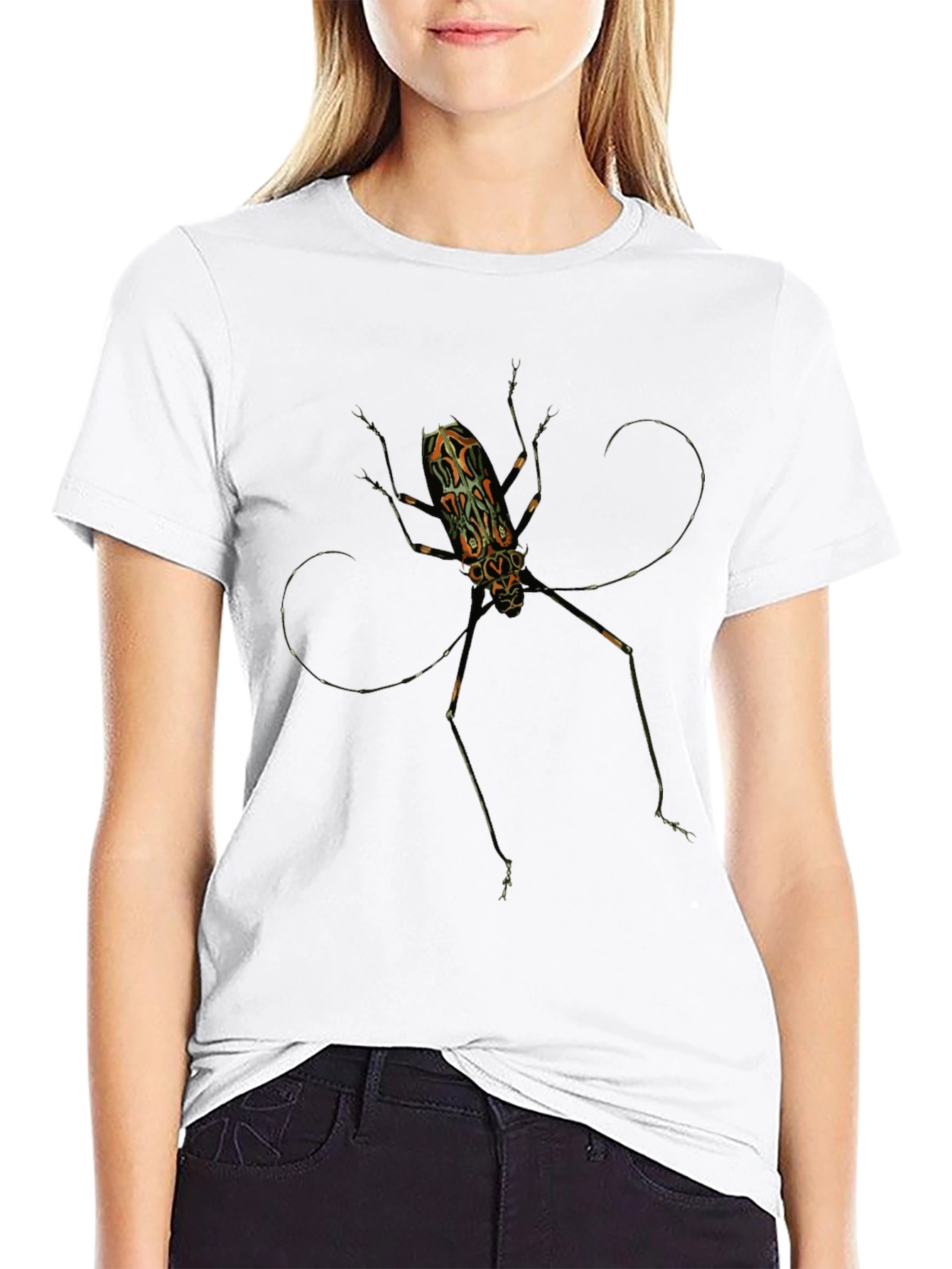 Black Artsy Bug Graphic Tee - Black Cotton T-Shirt view 9