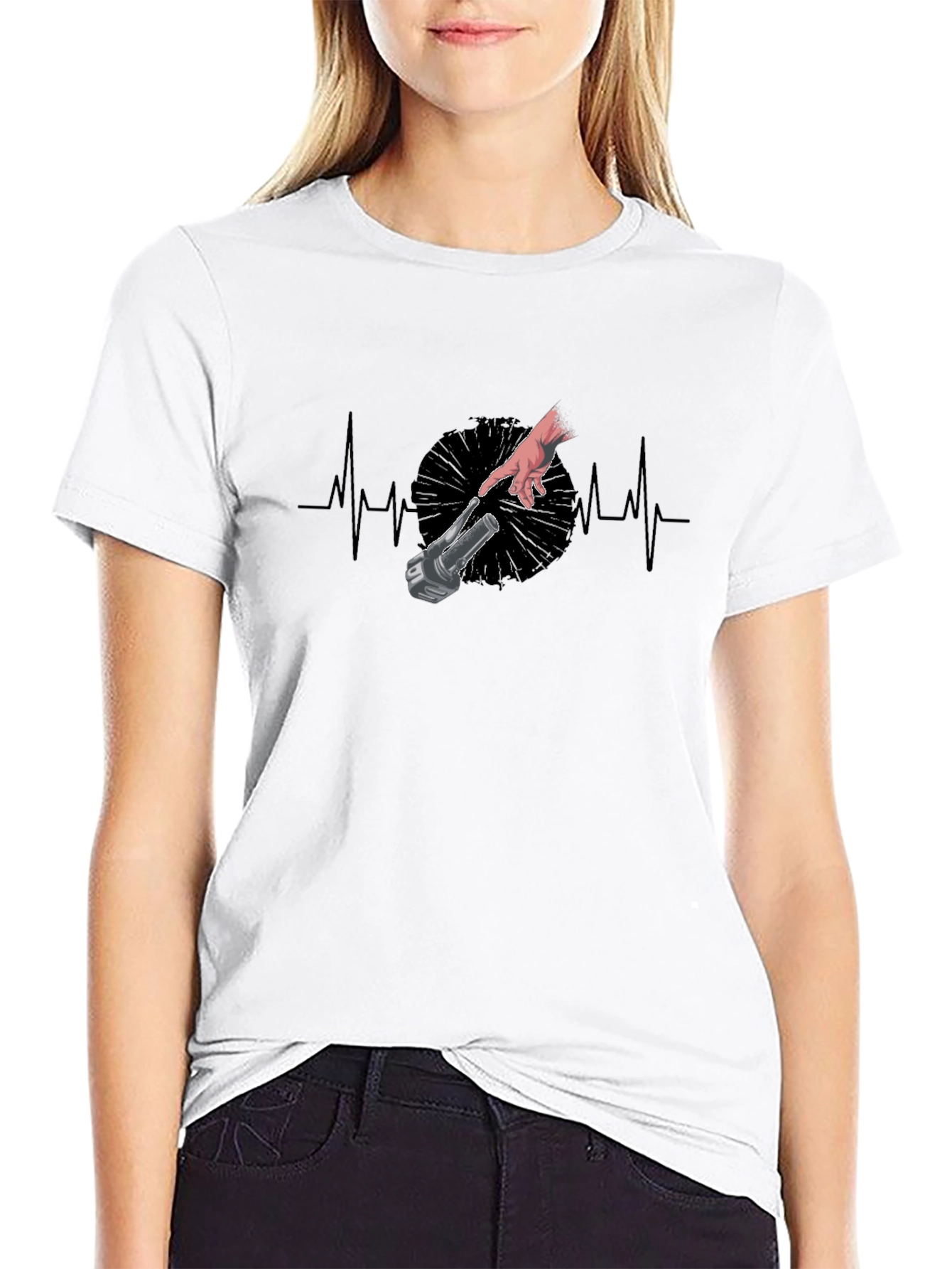 Black Motorcycle Heartbeat T-Shirt view 9