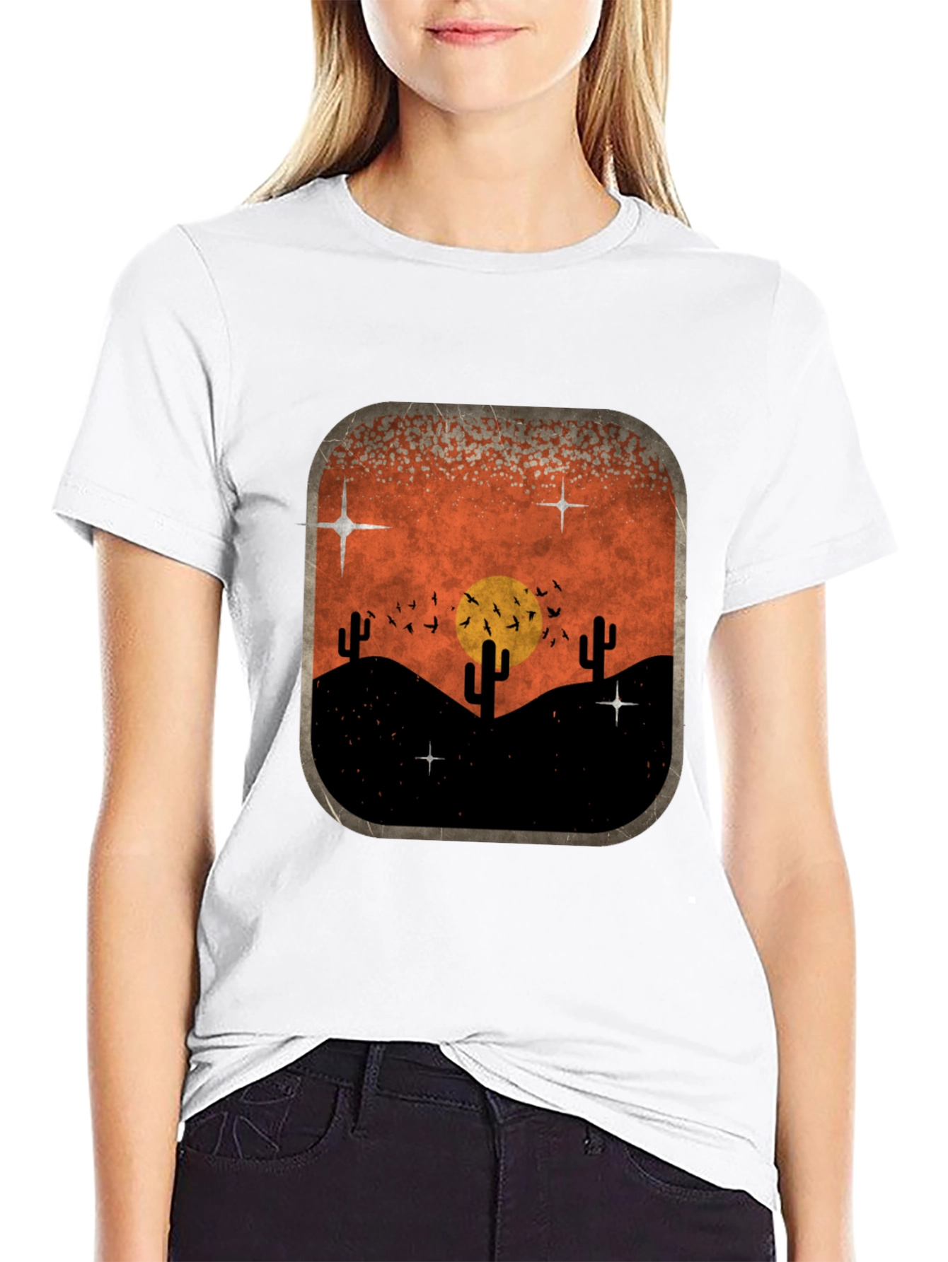 Black Retro Desert Sunset Graphic Tee - Classic Black view 9