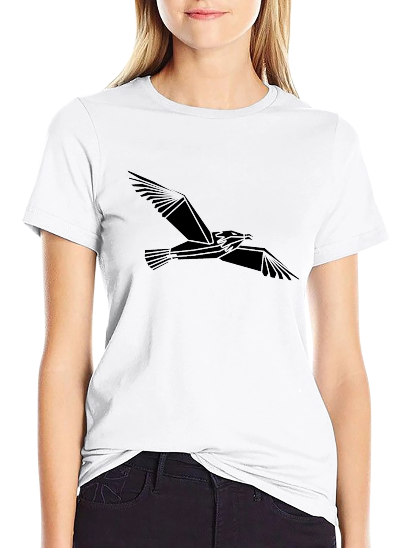 Black Geometric Bird Graphic Tee - Black view 9