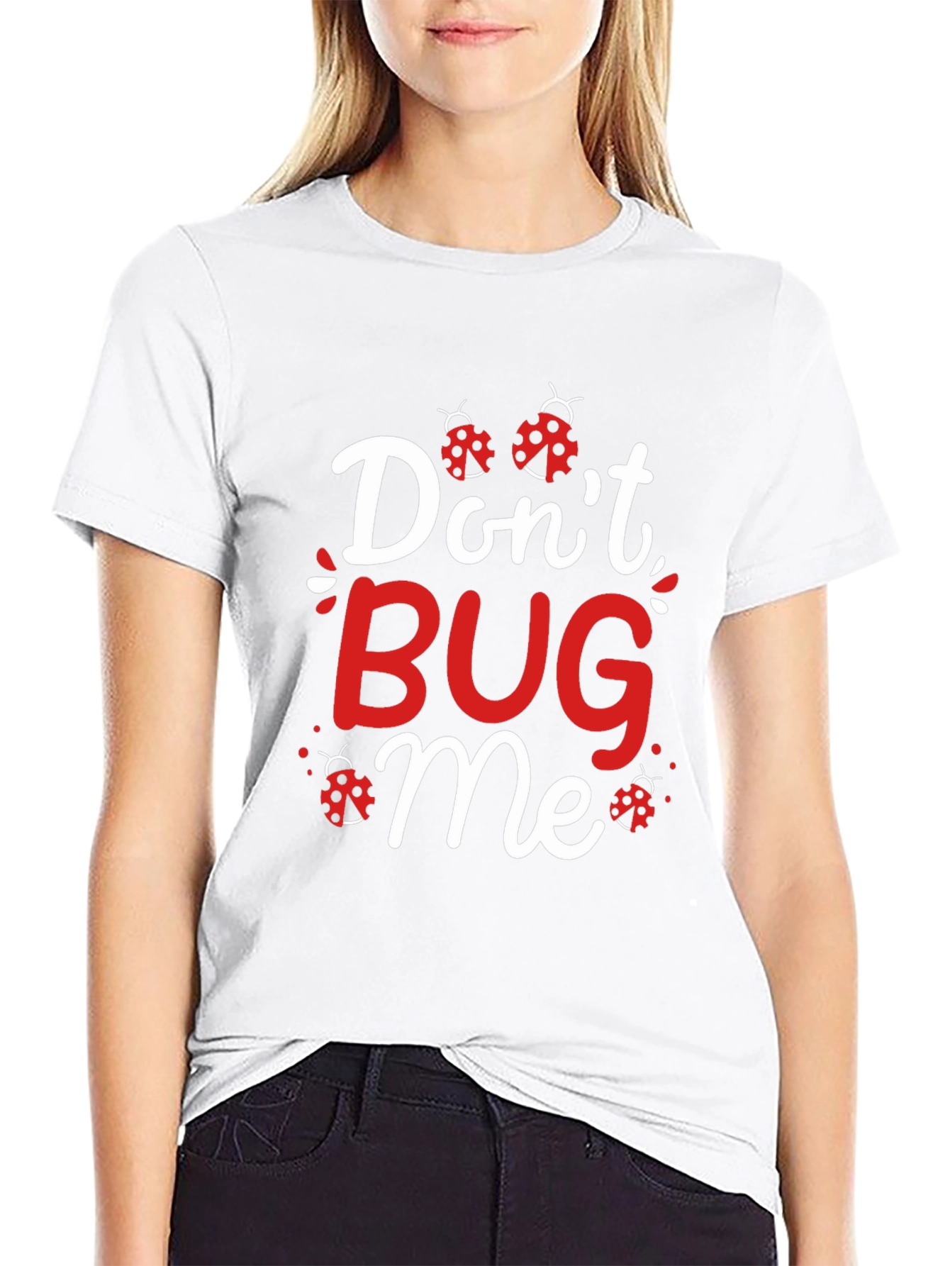 Black Don't Bug Me Ladybug Graphic T-Shirt view 9