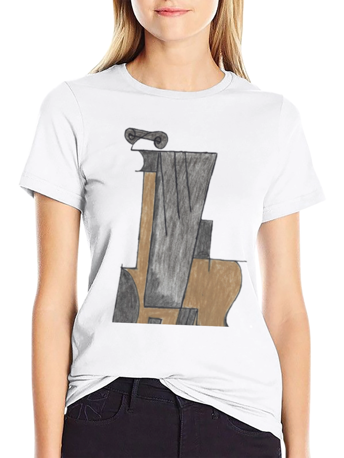 Black Abstract Guitar Graphic T-Shirt view 9