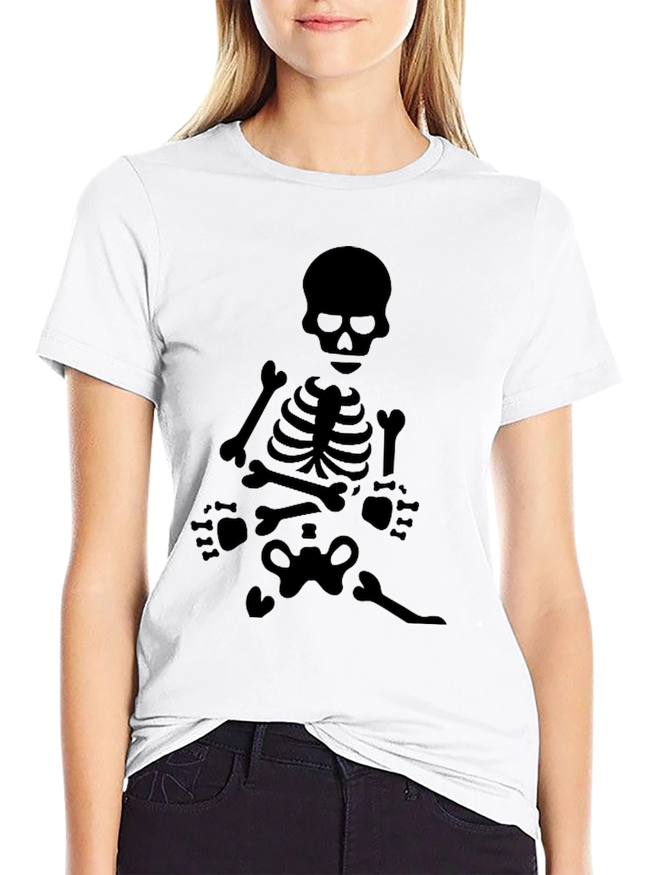 Black Skeleton Graphic Tee - Black Crew Neck view 9