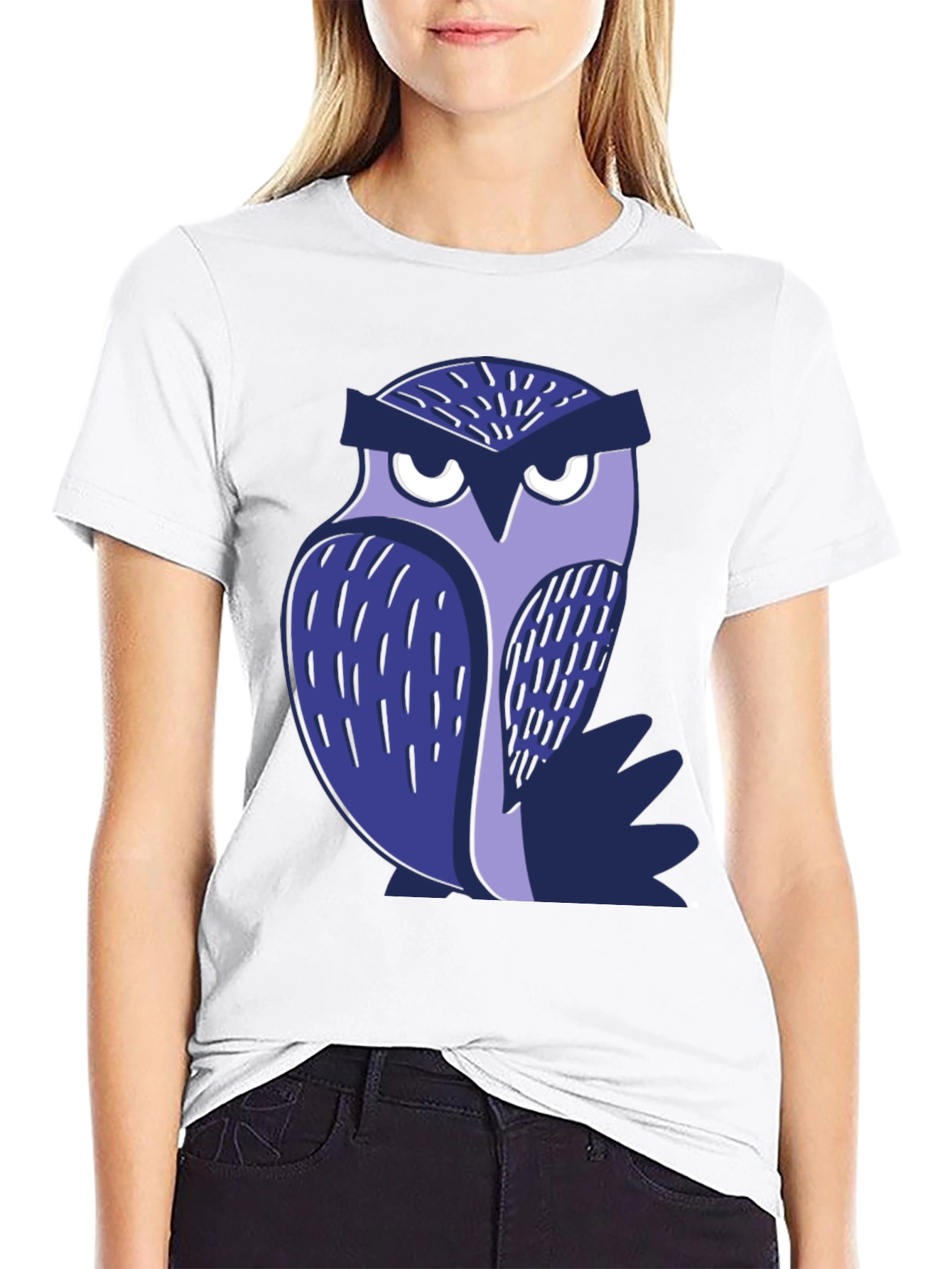 Black Cool Owl Graphic Tee - Black Unisex T-Shirt view 9