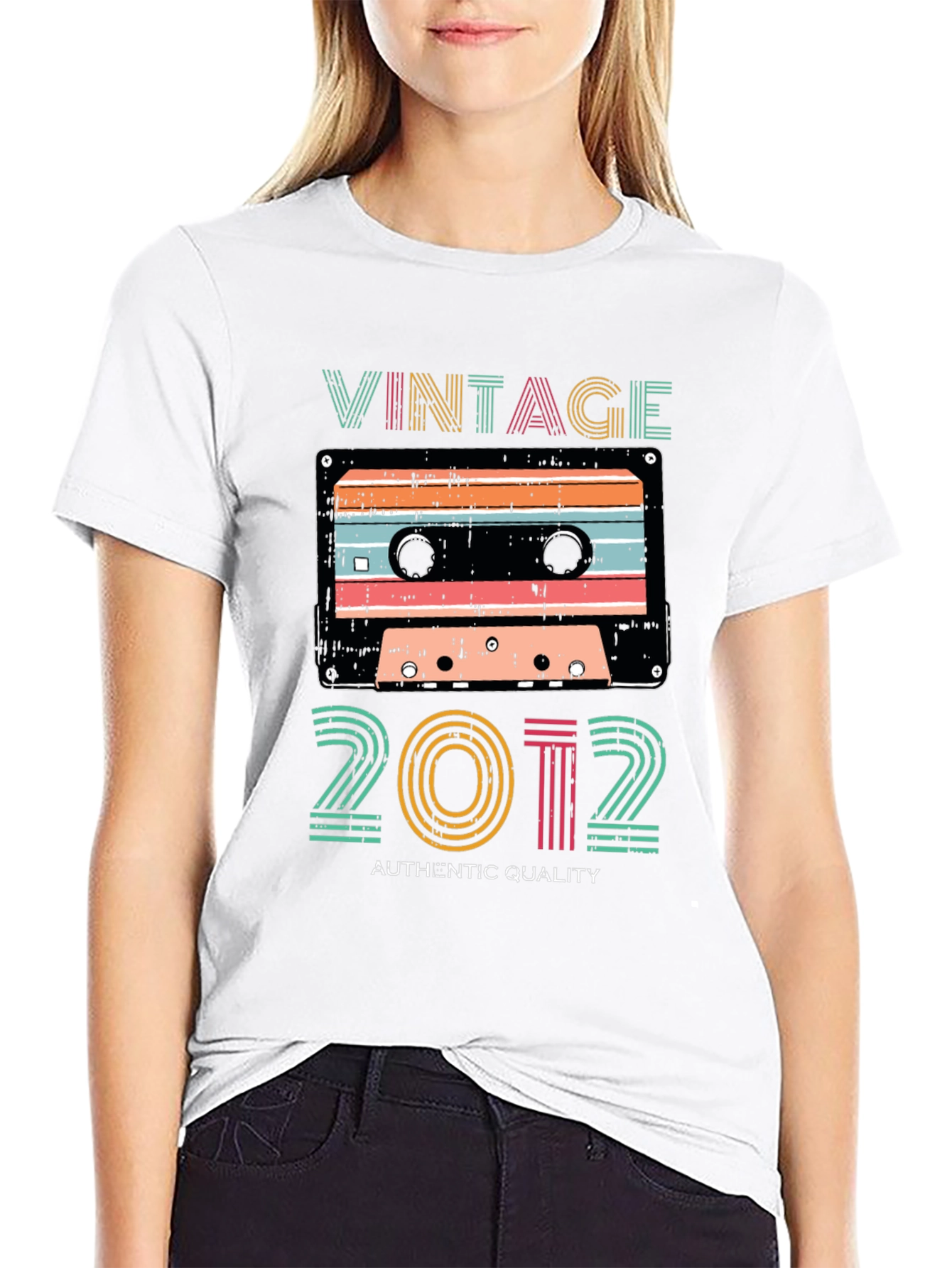 Black Vintage 2012 Cassette Tape Graphic T-Shirt view 9