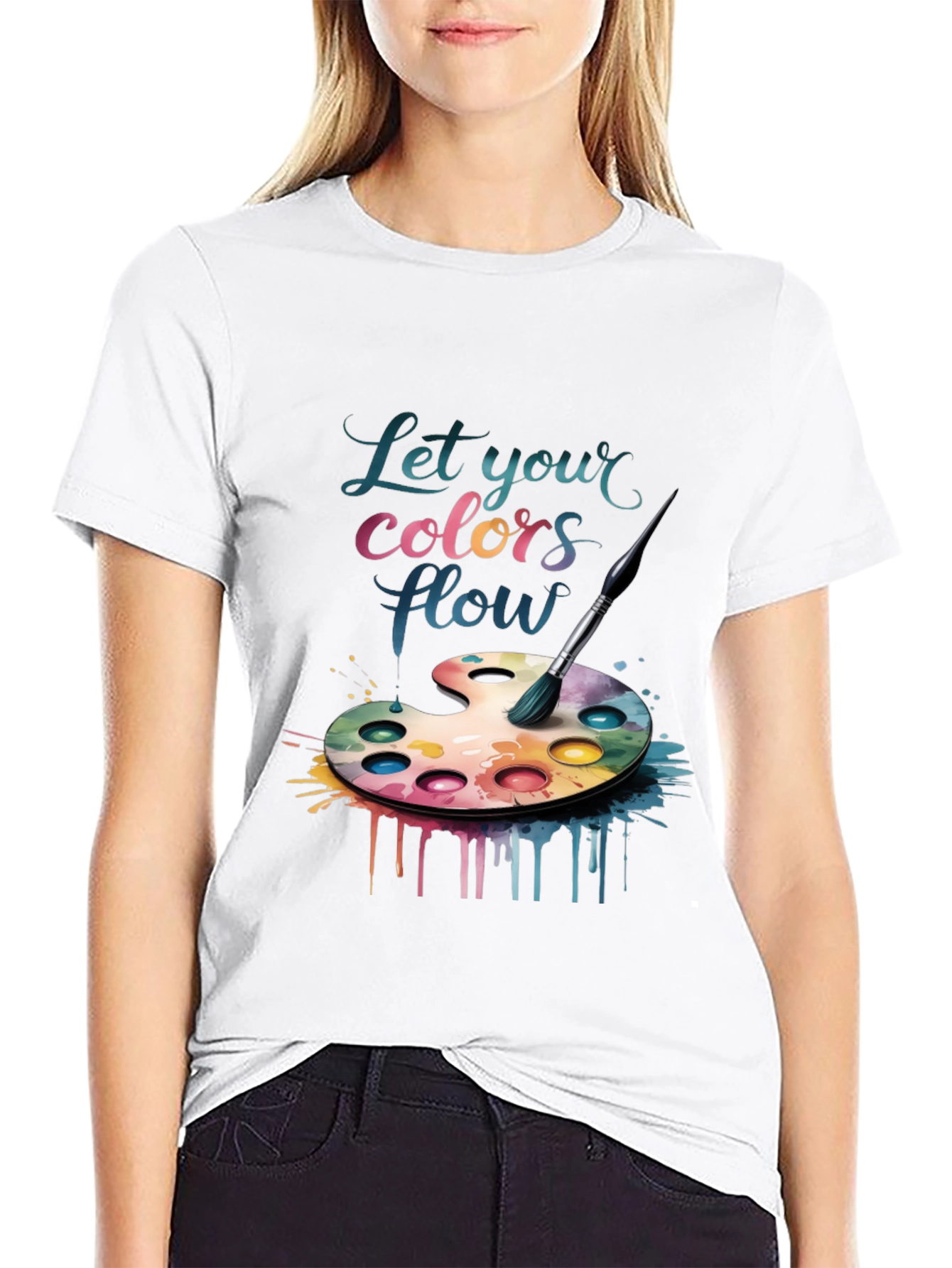 Black Artist Palette Tee - Let Your Colors Flow view 9