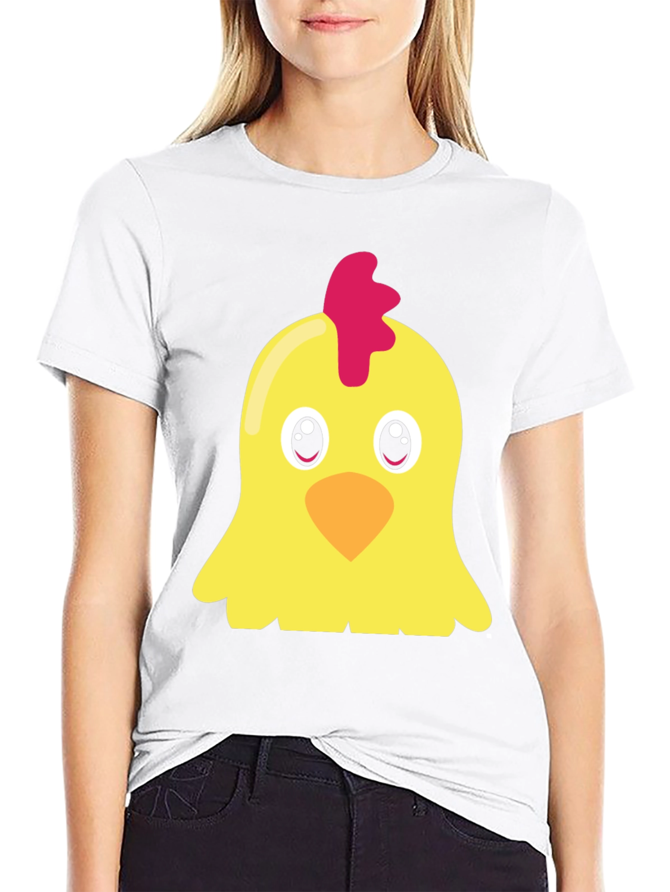 Cute Chicken Graphic T-Shirt - Black, Short Sleeve - 9